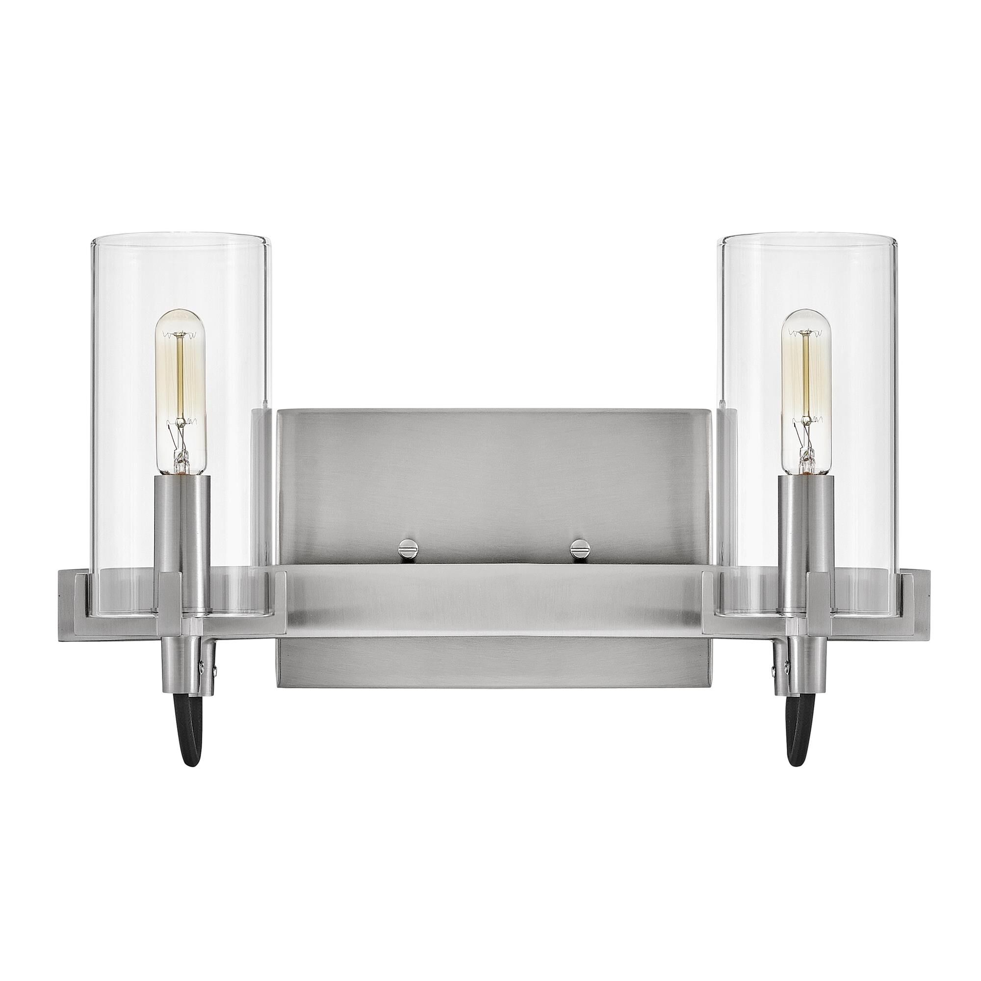 Shown in Brushed Nickel finish and Clear glass