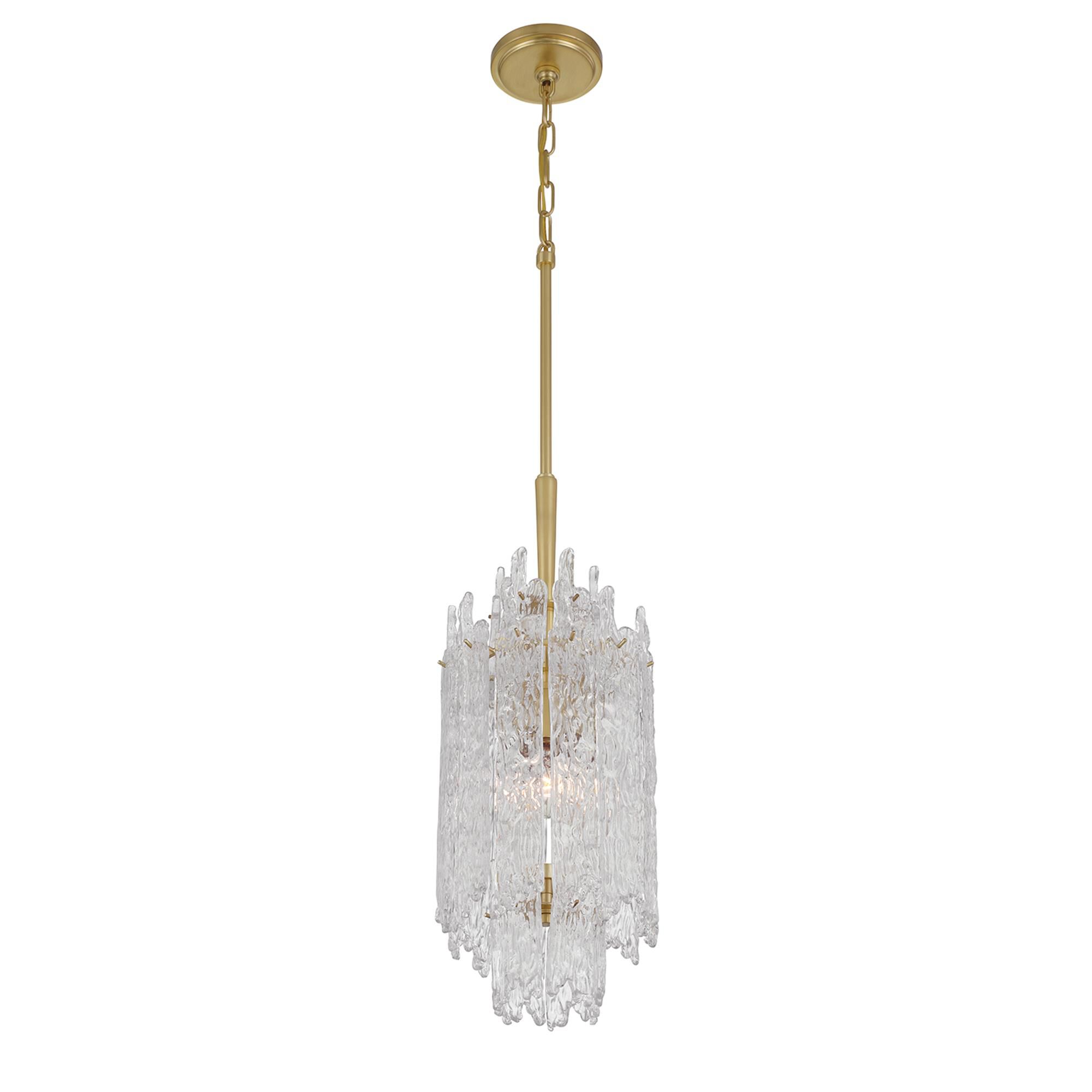 Shown in Aged Brass finish and Clear glass
