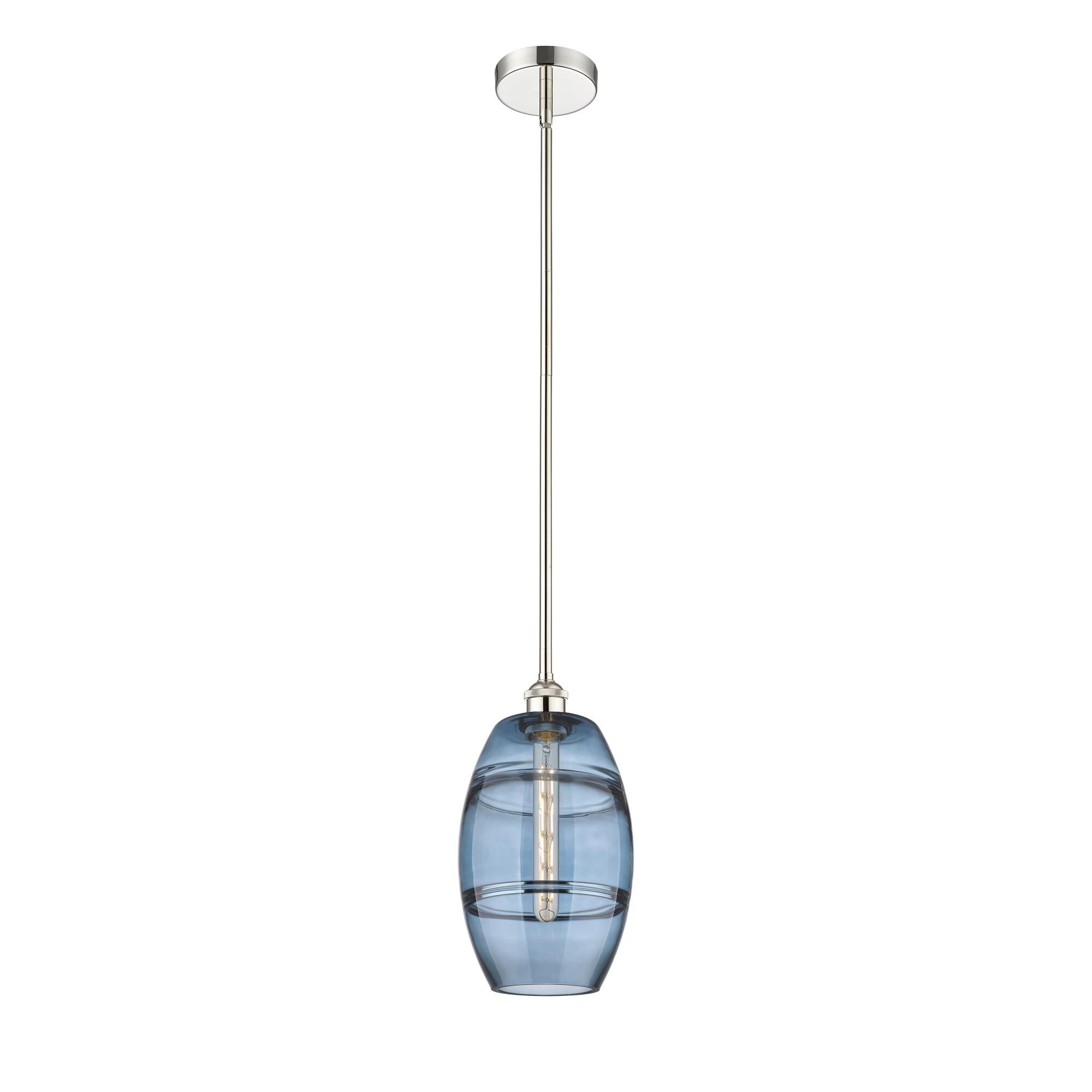 Shown in Polished Nickel finish and Princess Blue glass