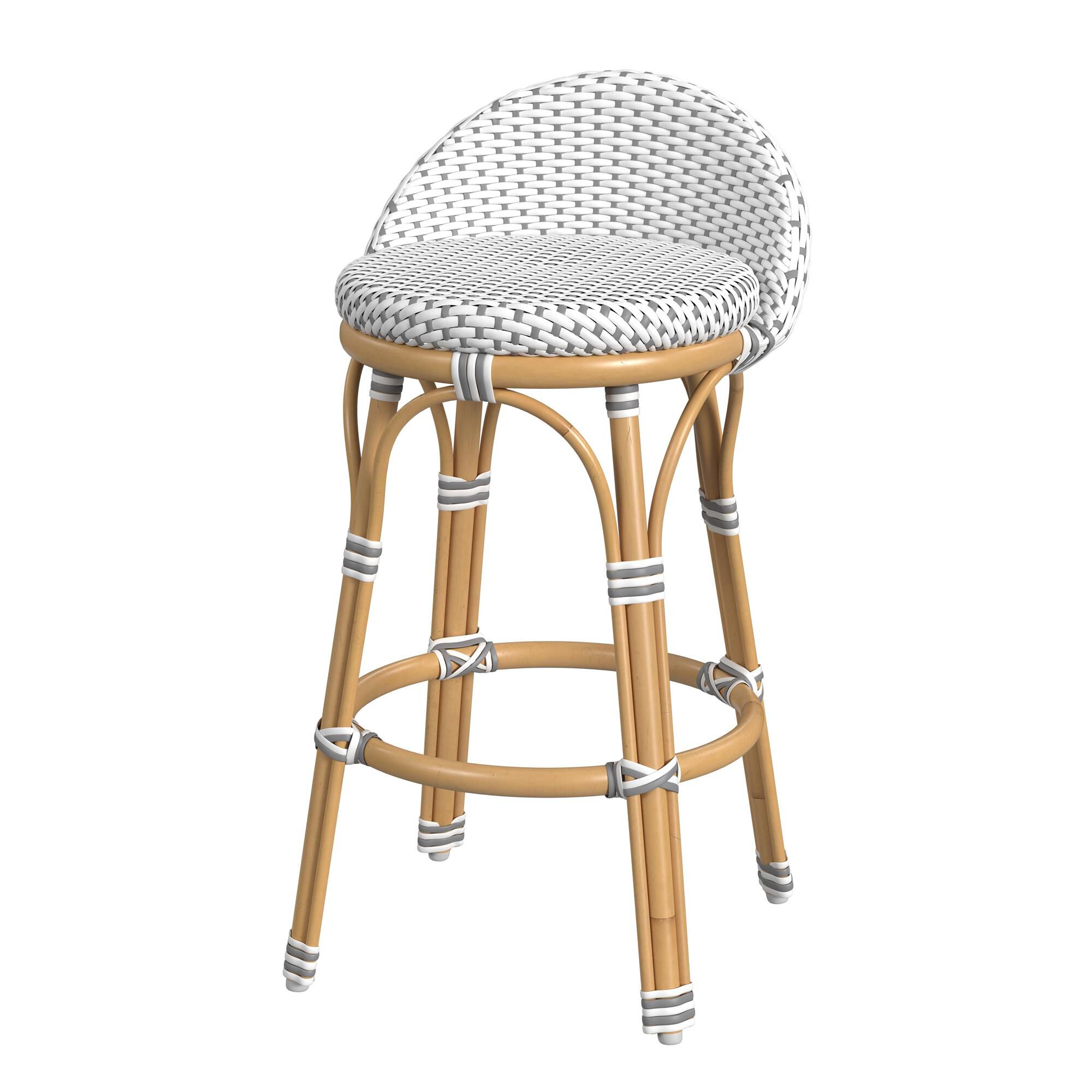 Shown in White, Gray Dot and Natural Rattan Frame finish