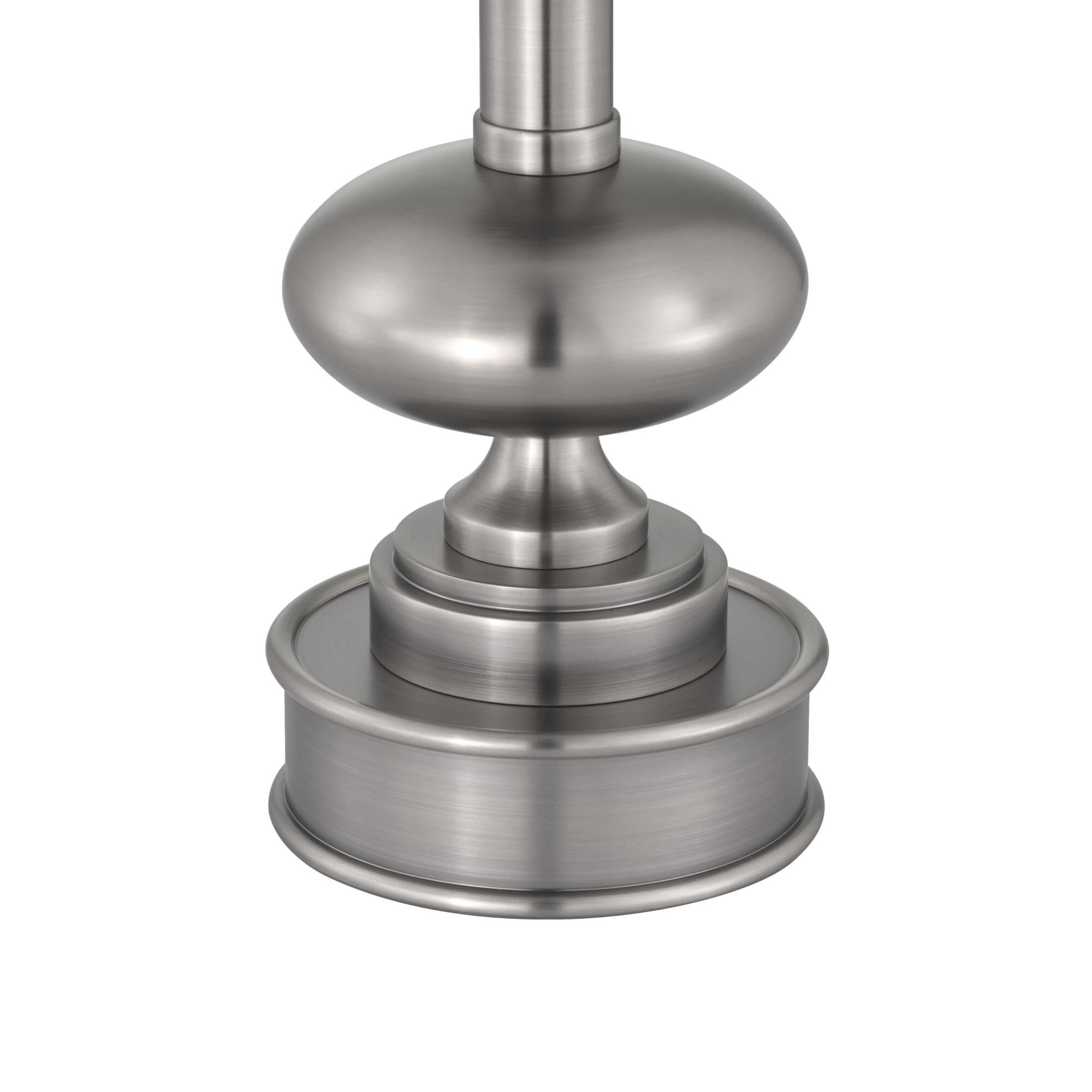 Shown in Brushed Nickel finish and Black Shantung shade