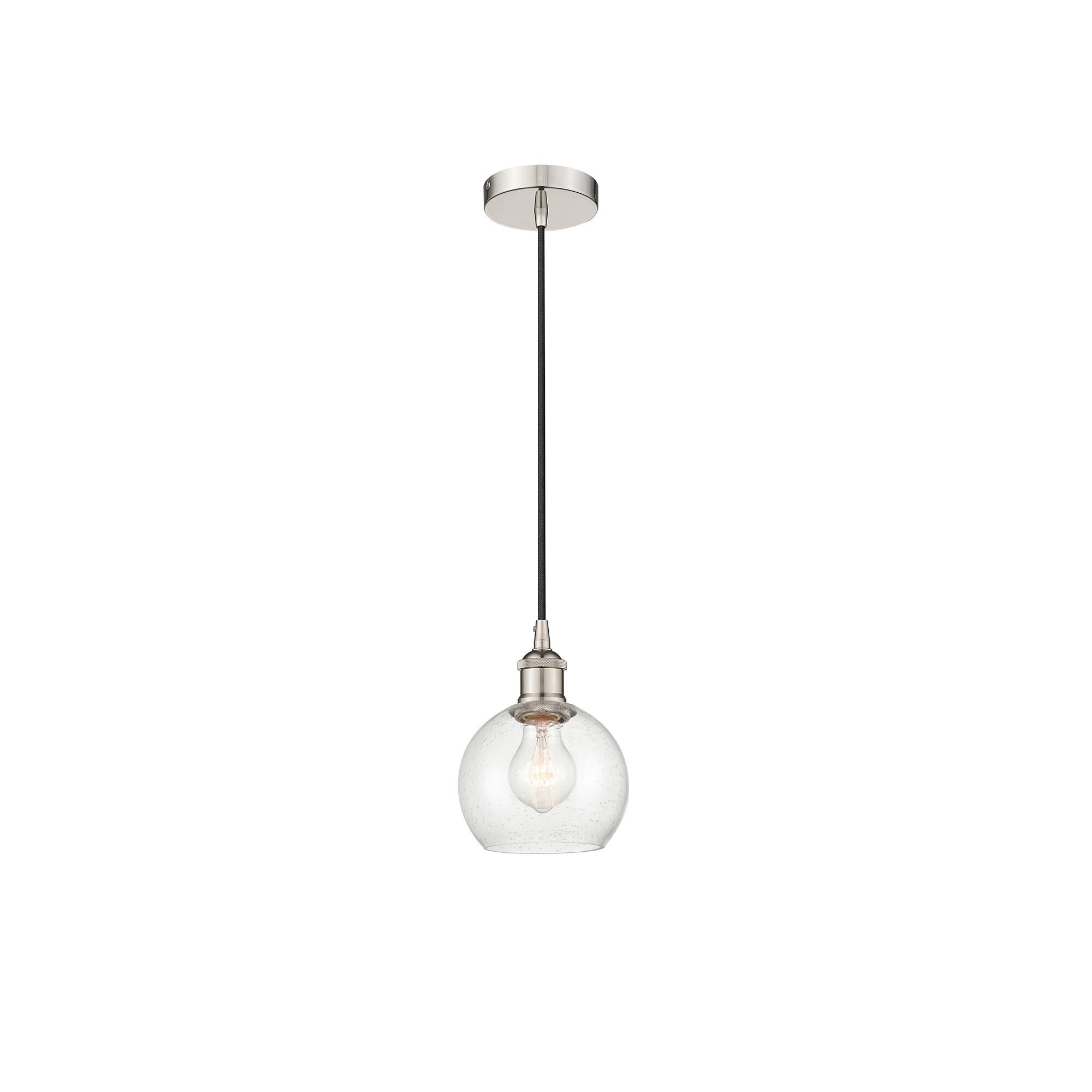 Shown in Polished Nickel finish and Seedy glass