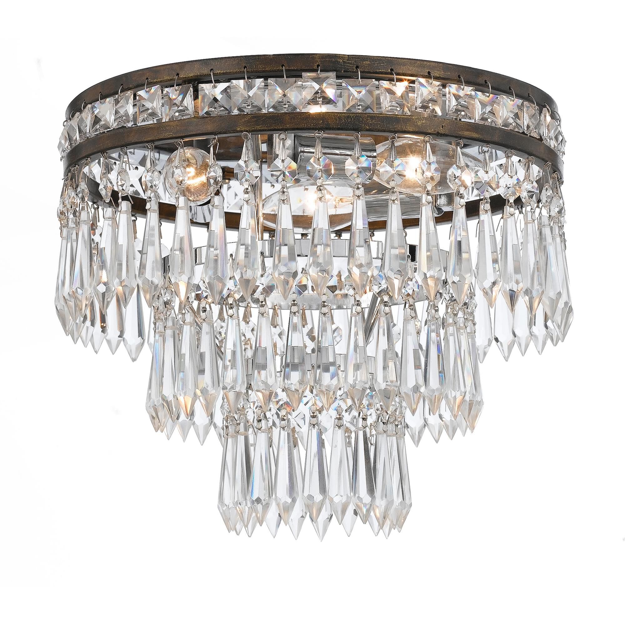 Shown in English Bronze finish and Clear Hand Cut crystal