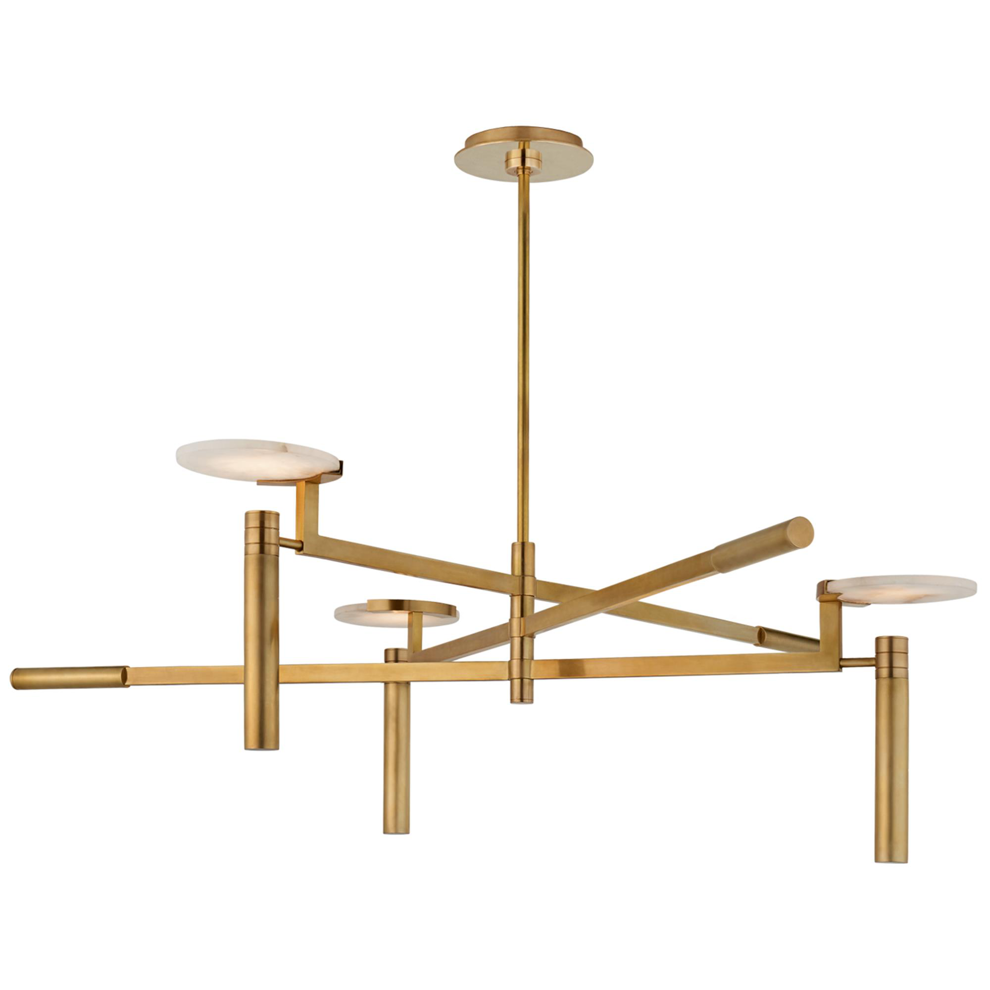 Shown in Antique-Burnished Brass finish and Alabaster glass