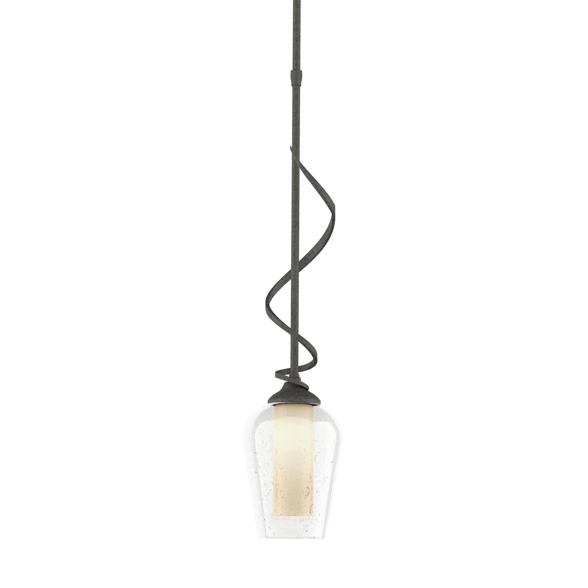 Shown in Natural Iron finish and Opal and Seeded glass