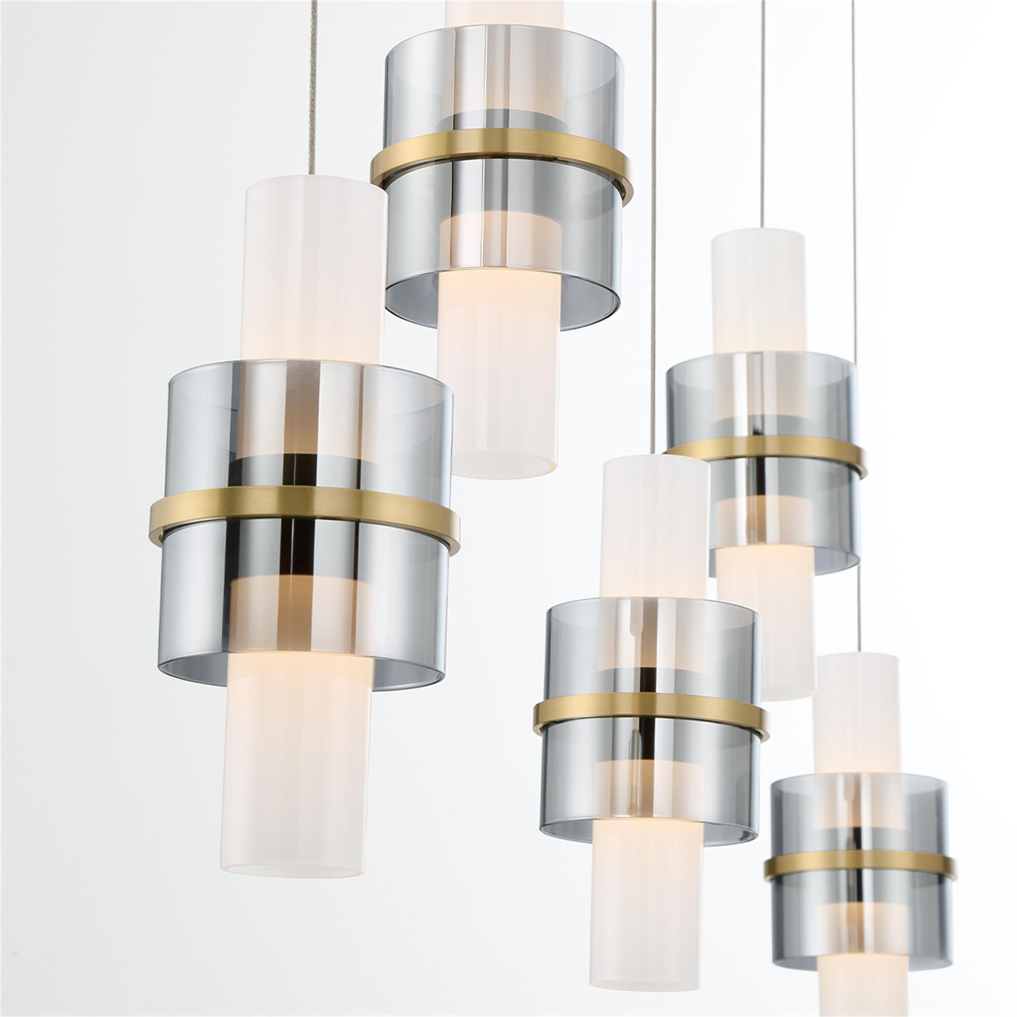 Shown in Brushed Gold finish and Smoked Outer glass