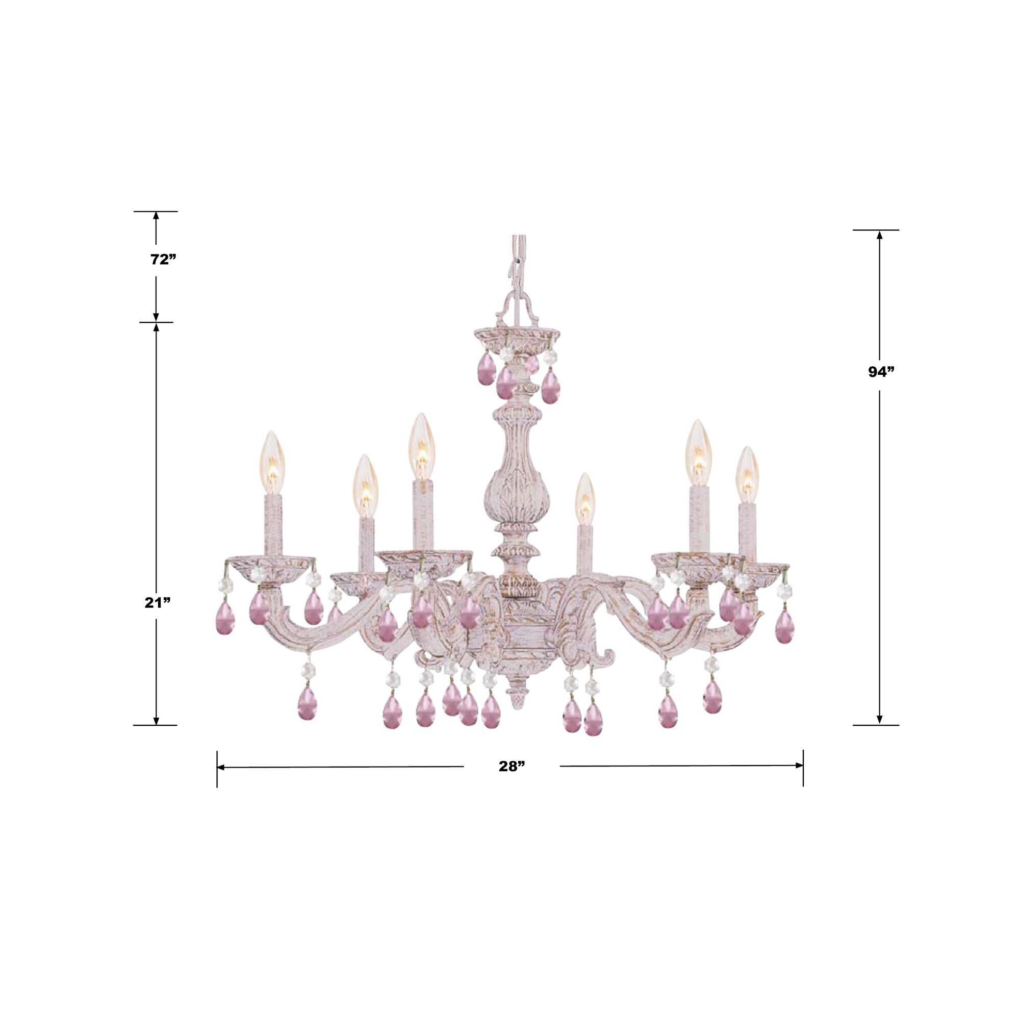 Shown in Antique White finish and Rose Colored Hand Cut crystal