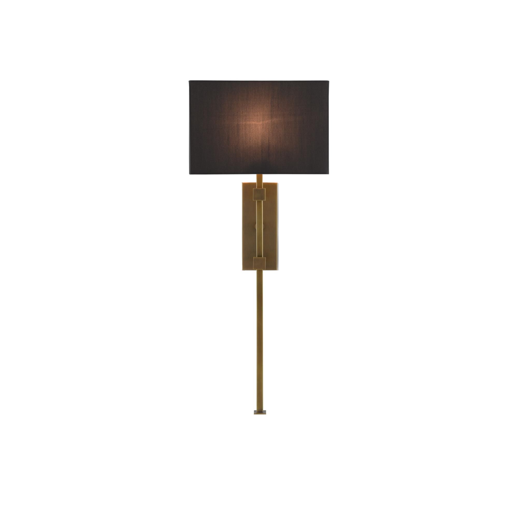 Shown in Antique Brass finish and Included shade