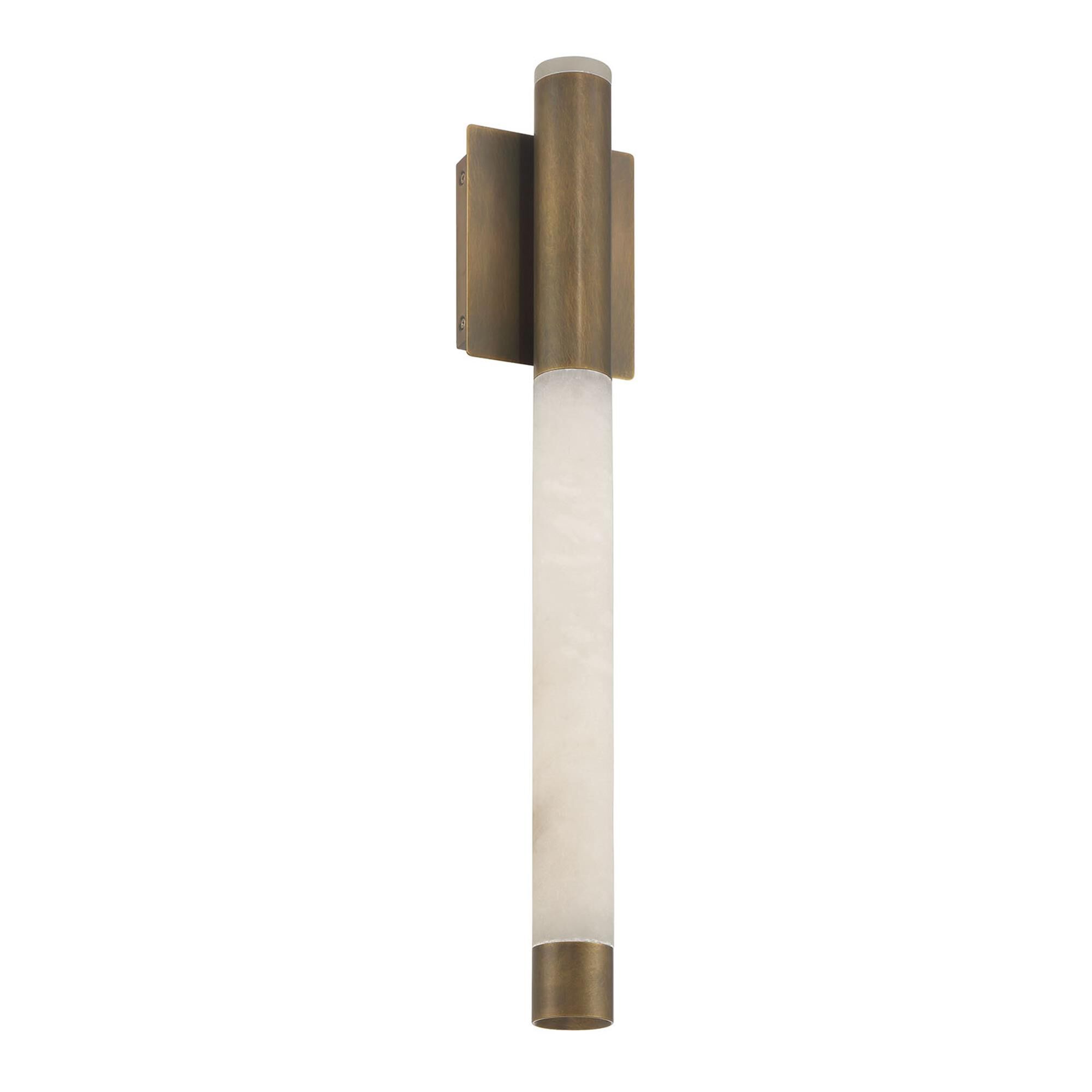 Shown in Weathered Brass finish and Alabaster glass