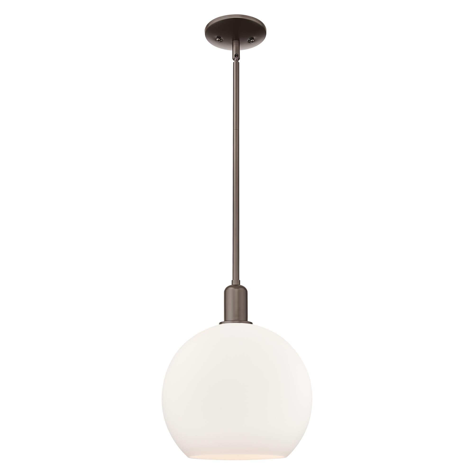 Shown in Oil Rubbed Bronze finish and Matte White glass
