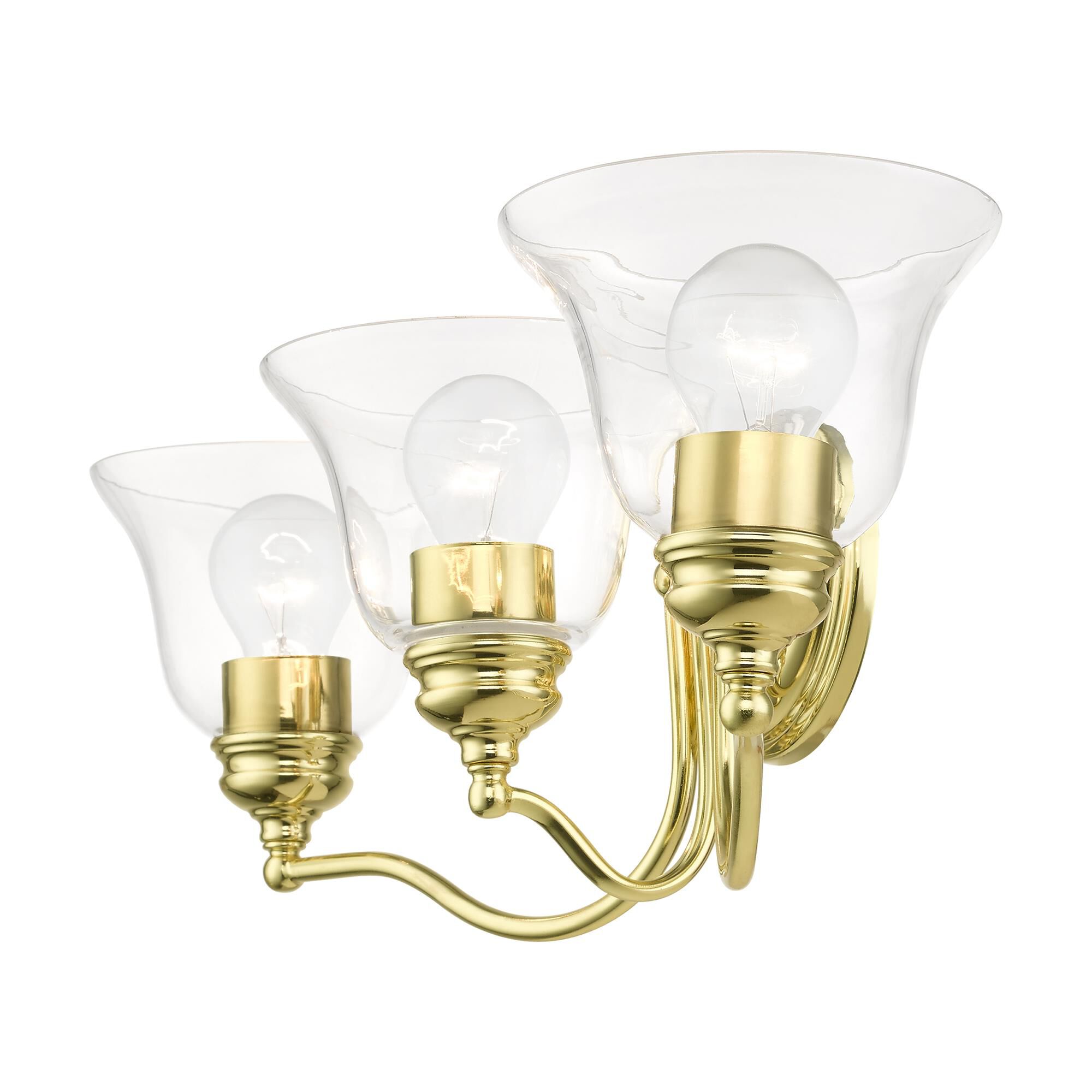 Shown in Polished Brass finish and Hand Blown Clear glass