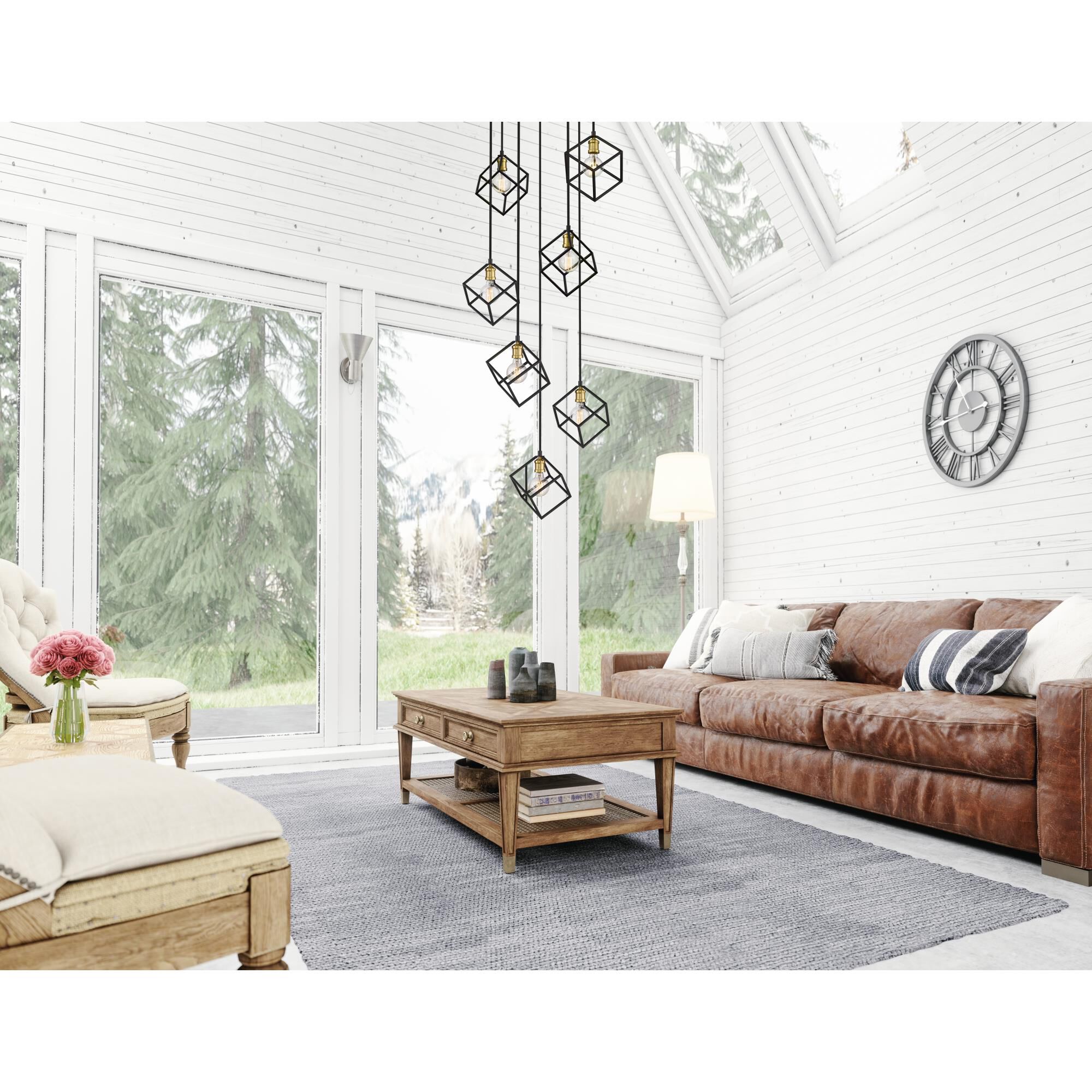 Shown in Bronze + Olde Brass finish and --- glass and --- shade