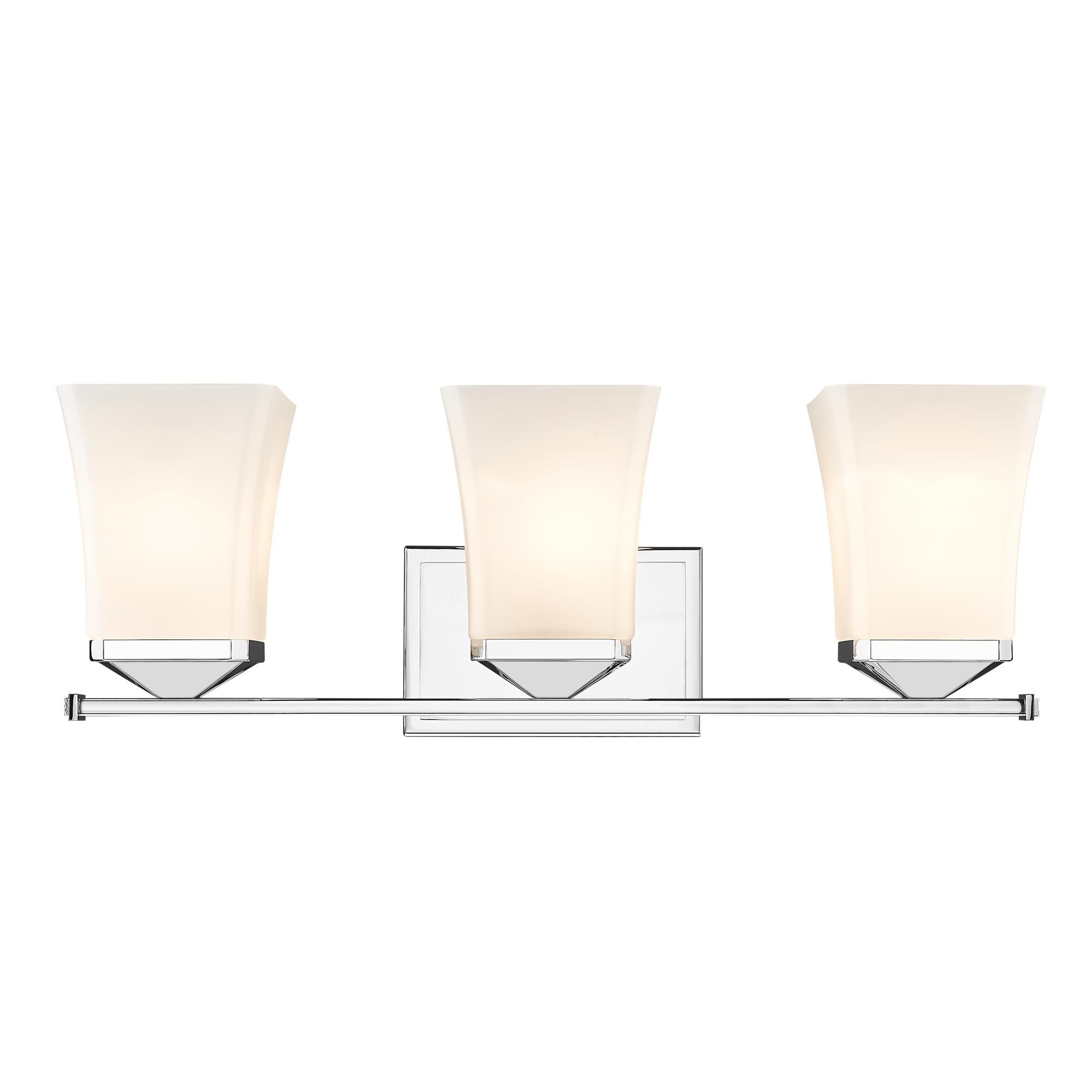 Shown in Chrome finish and Glass shade