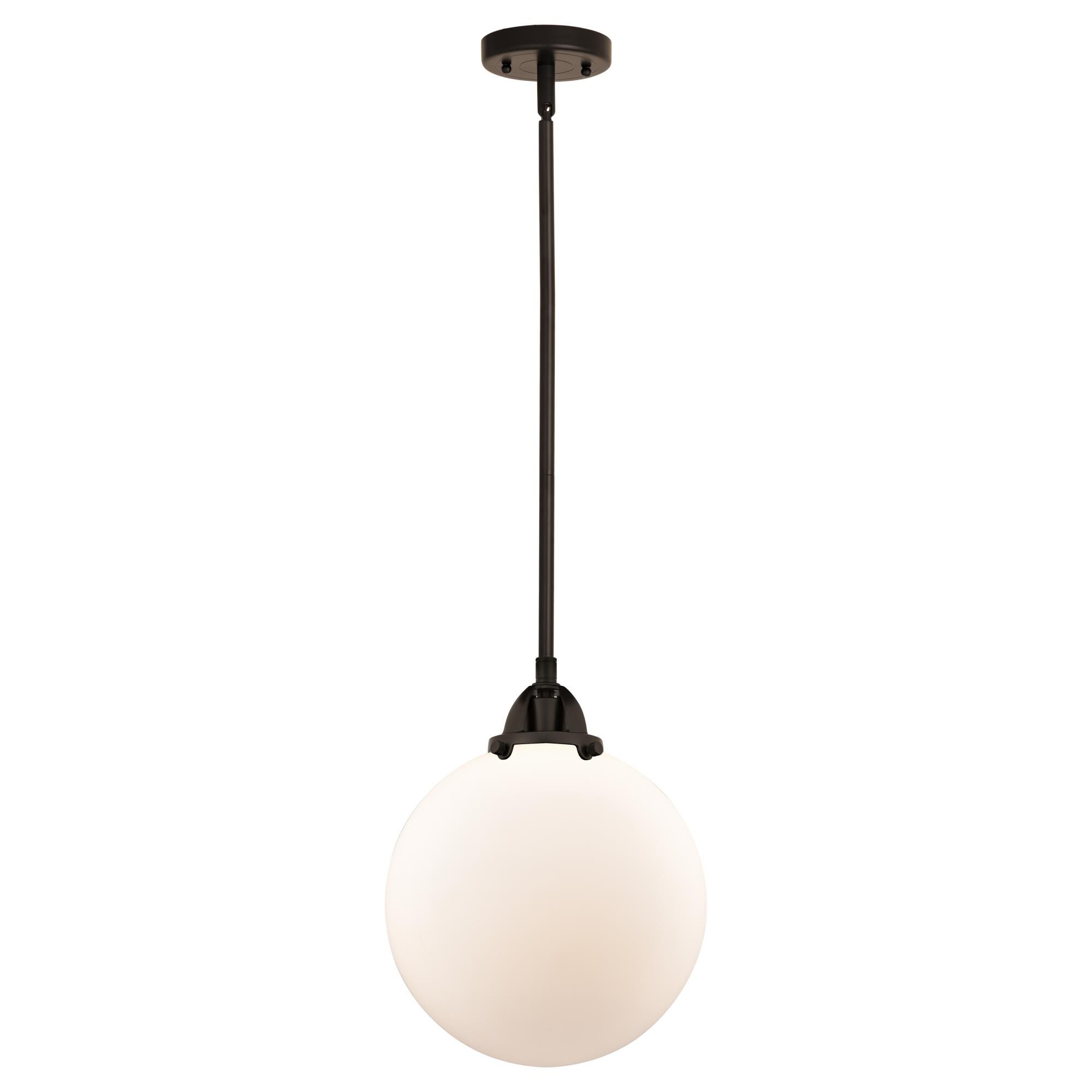 Shown in Oil Rubbed Bronze finish and Matte White Cased Beacon glass and No Shade shade
