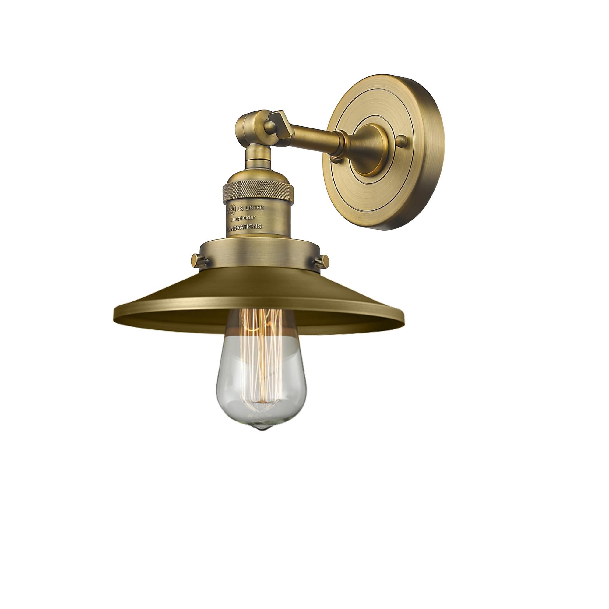 Shown in Brushed Brass finish and Brushed Brass shade