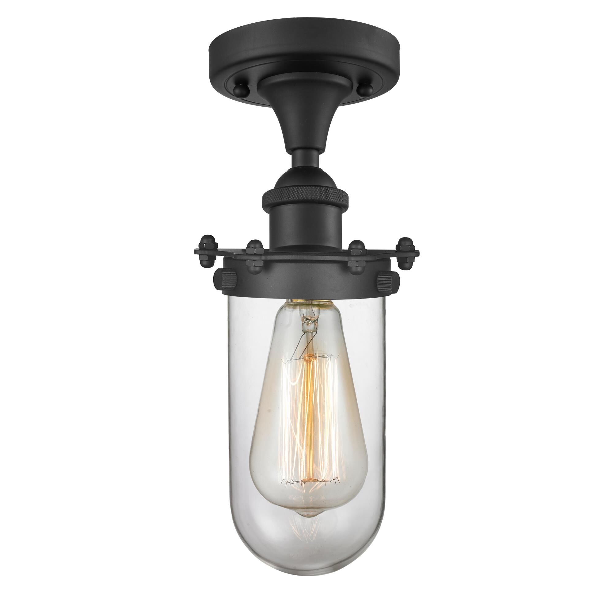 Shown in Matte Black finish and Clear glass and None shade