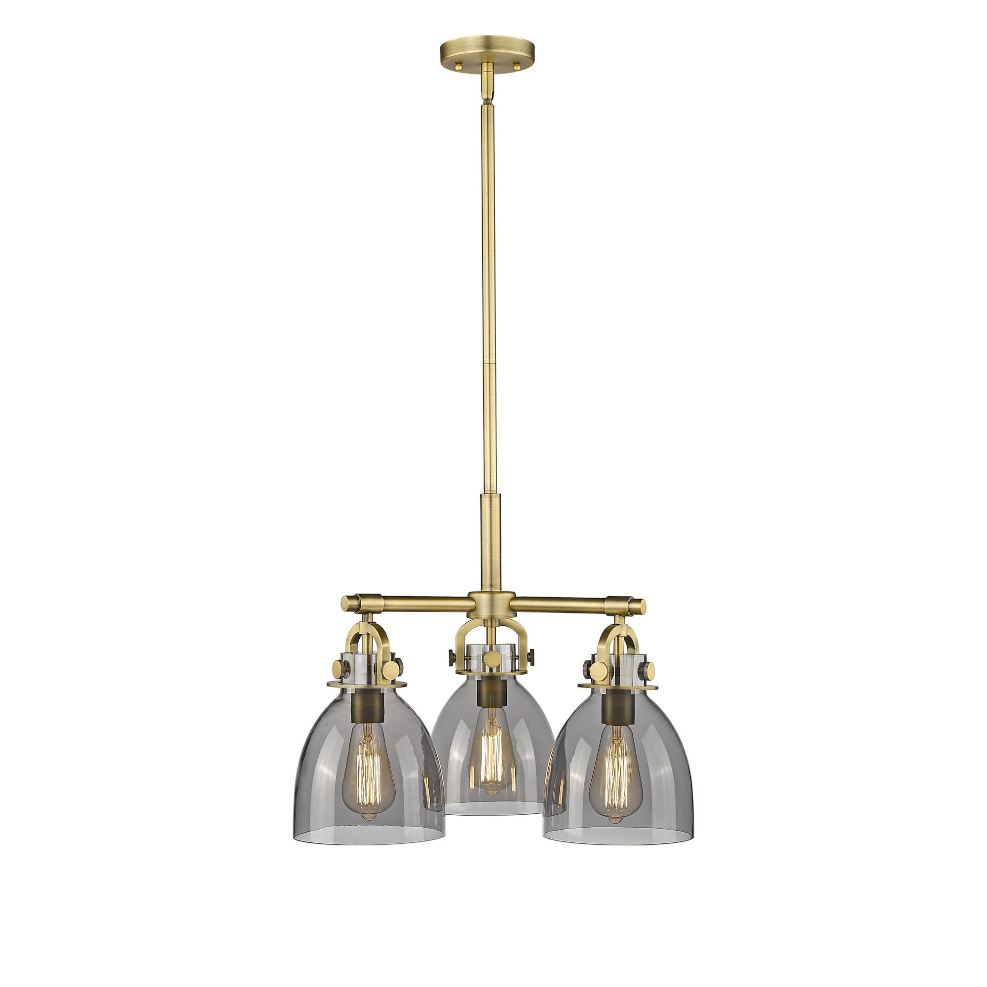 Shown in Brushed Brass finish and Plated Smoke glass