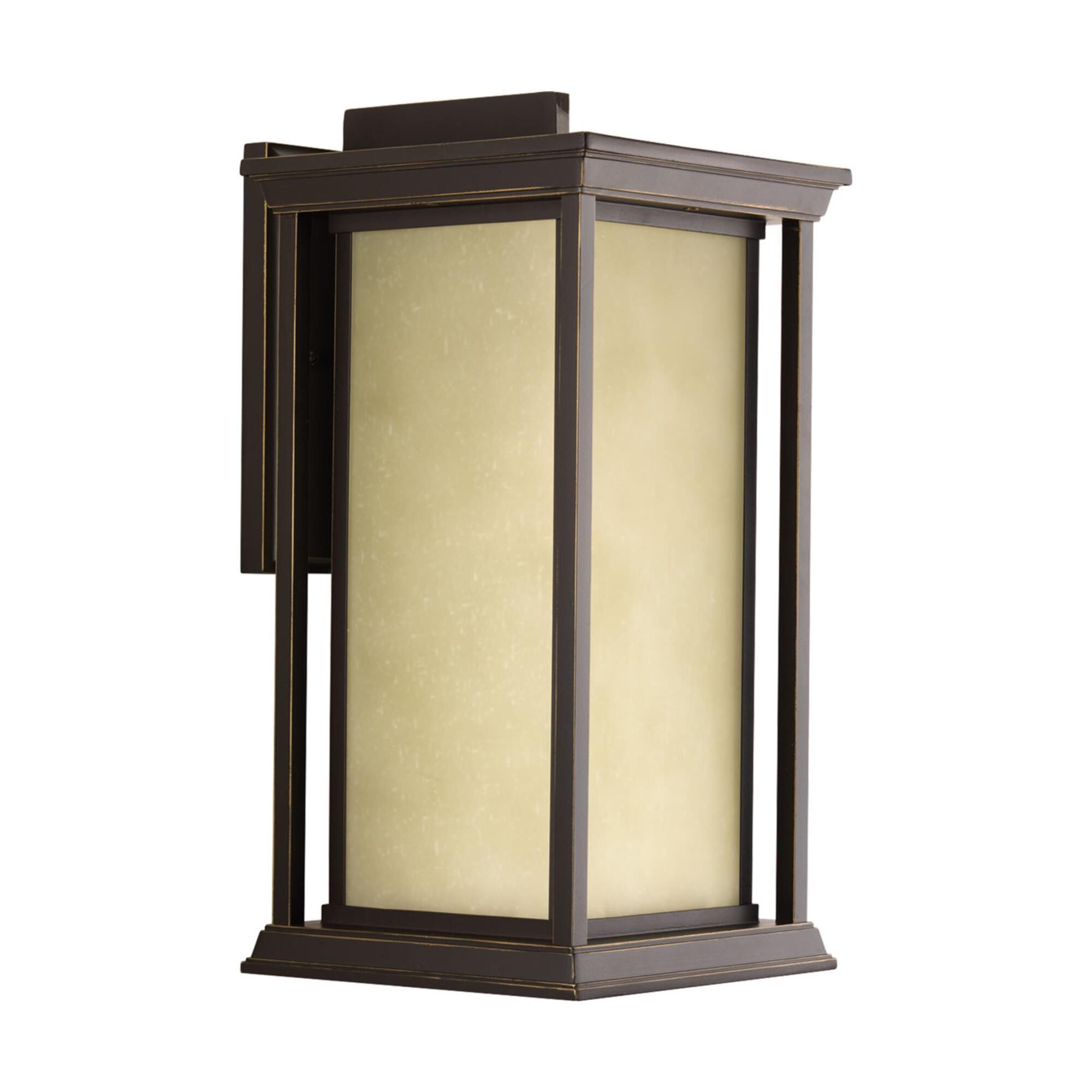 Shown in Antique Bronze finish and Etched Umber Linen shade