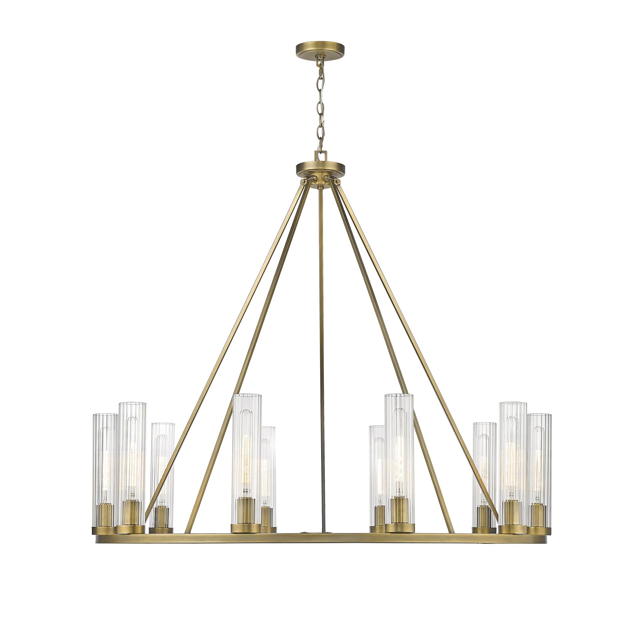 Shown in Rubbed Brass finish and Glass shade