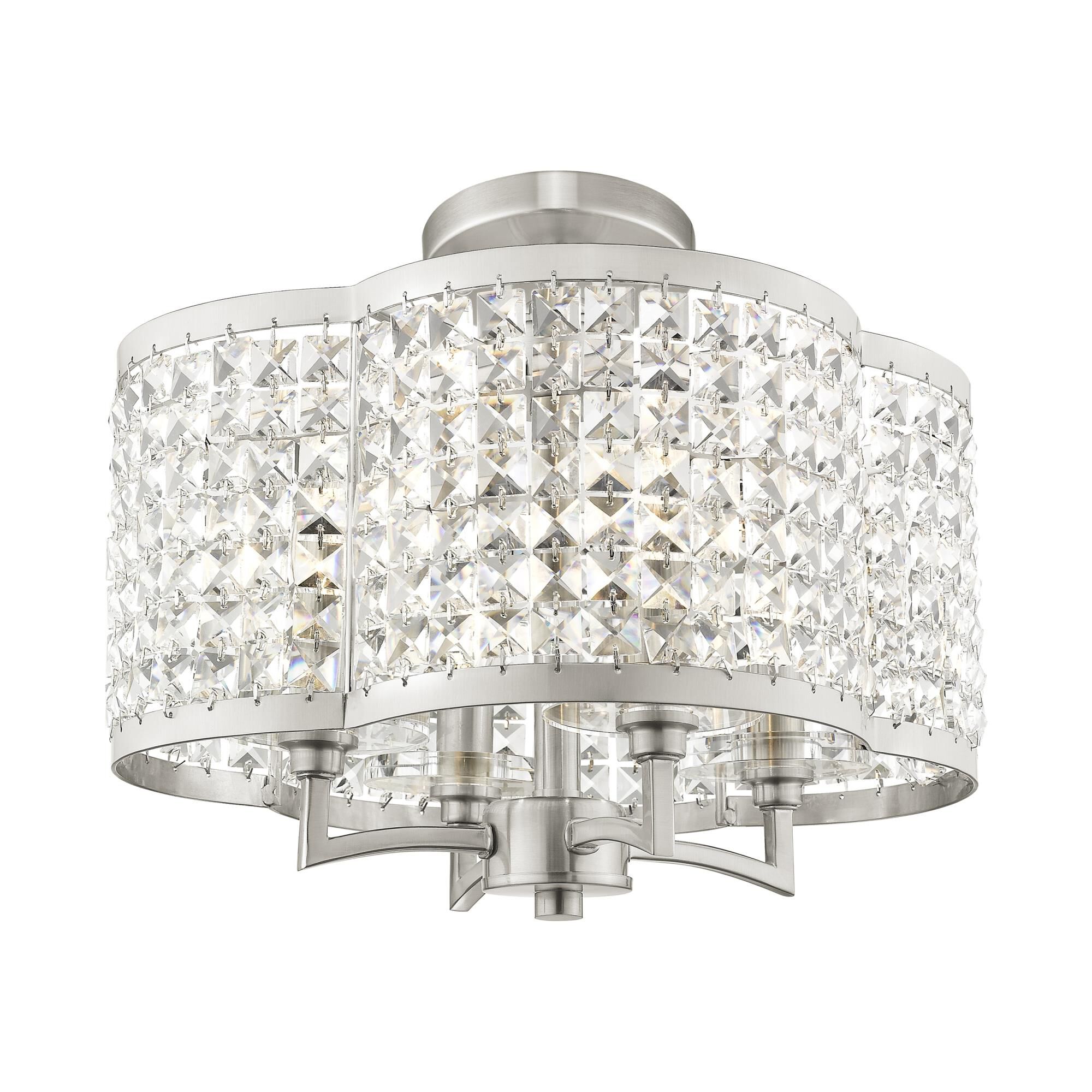 Shown in Brushed Nickel finish and Clear crystal