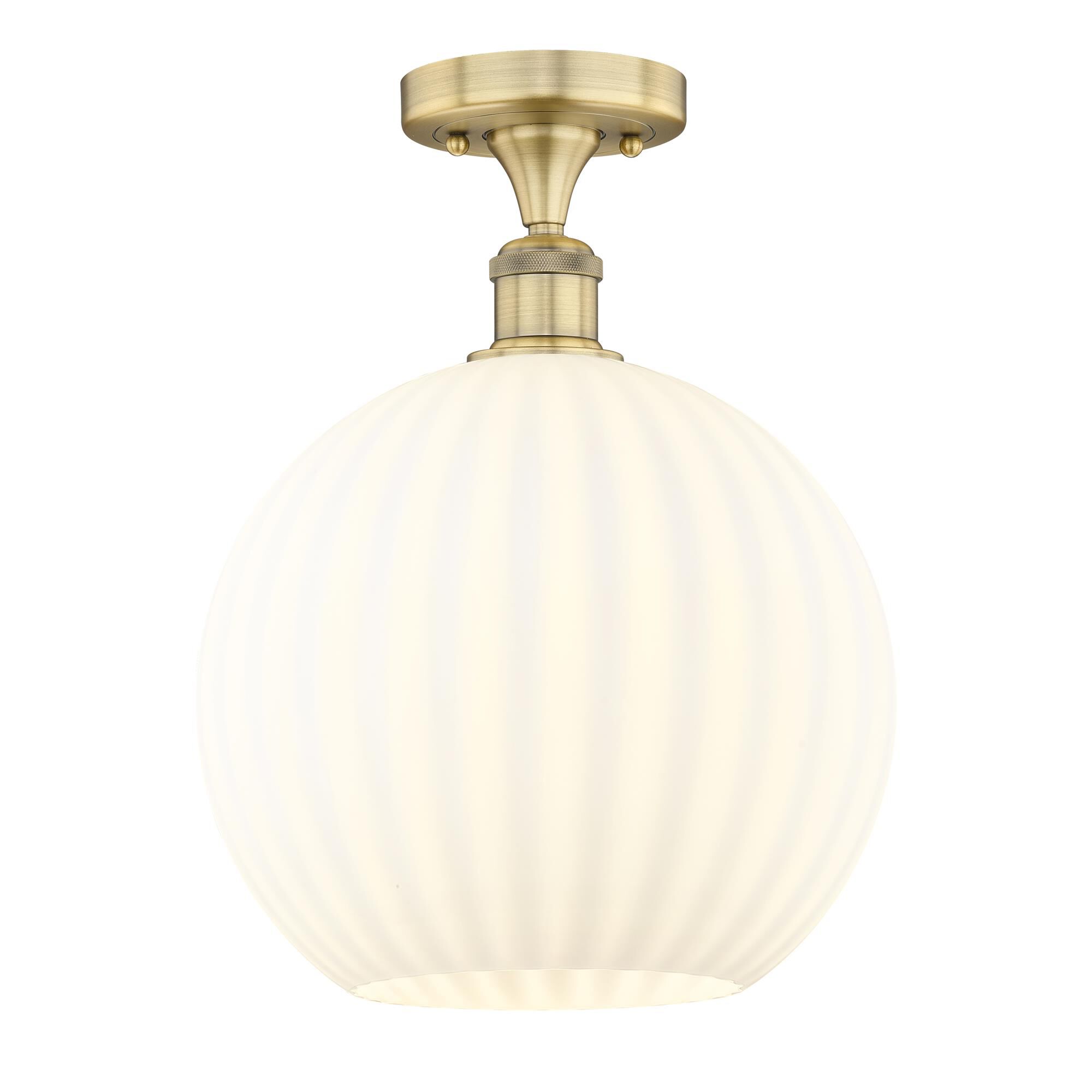 Shown in Brushed Brass finish and White Venetian glass