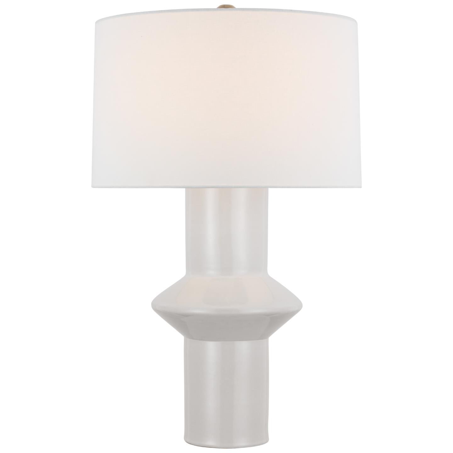 Shown in New White finish and Linen shade