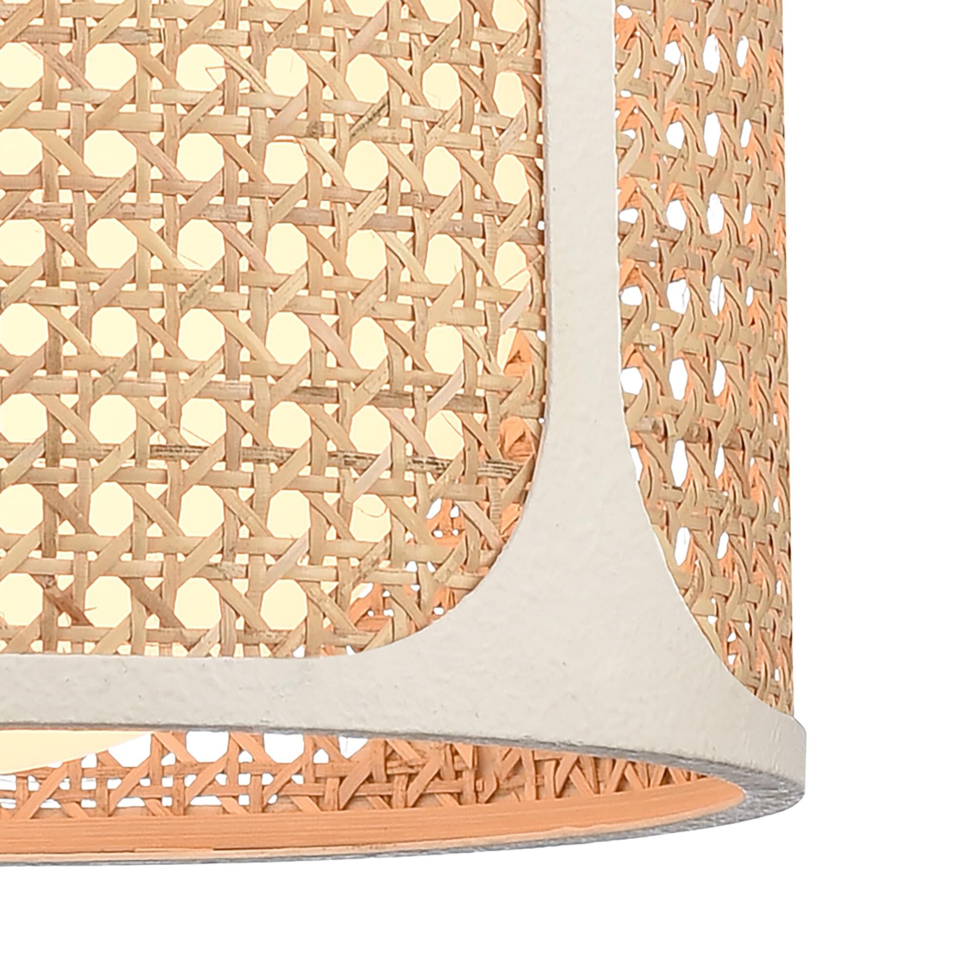 Shown in White finish and Natural Wicker with Opal White glass