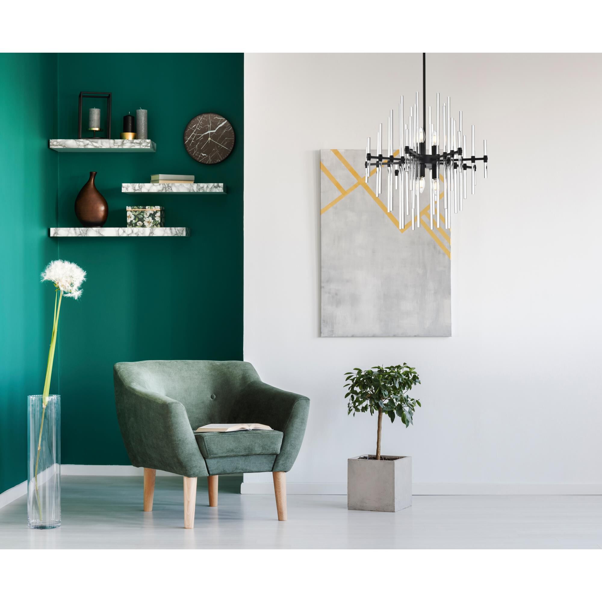 Shown in Black finish and Clear Royal Cut crystal