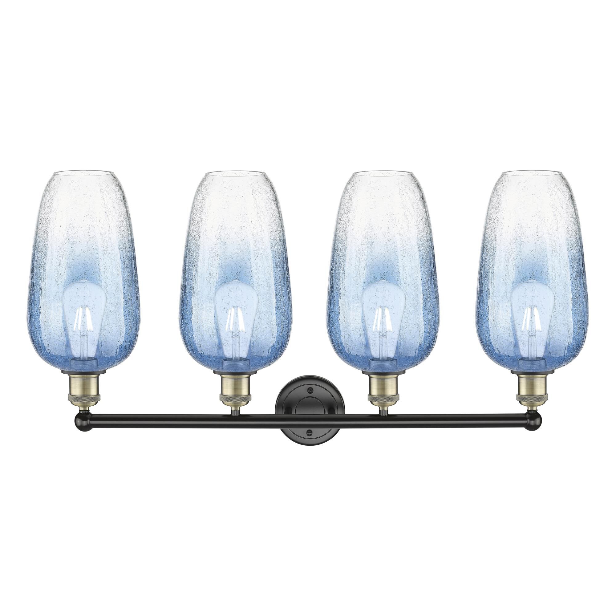 Shown in Black Antique Brass finish and Sapphire Blue glass