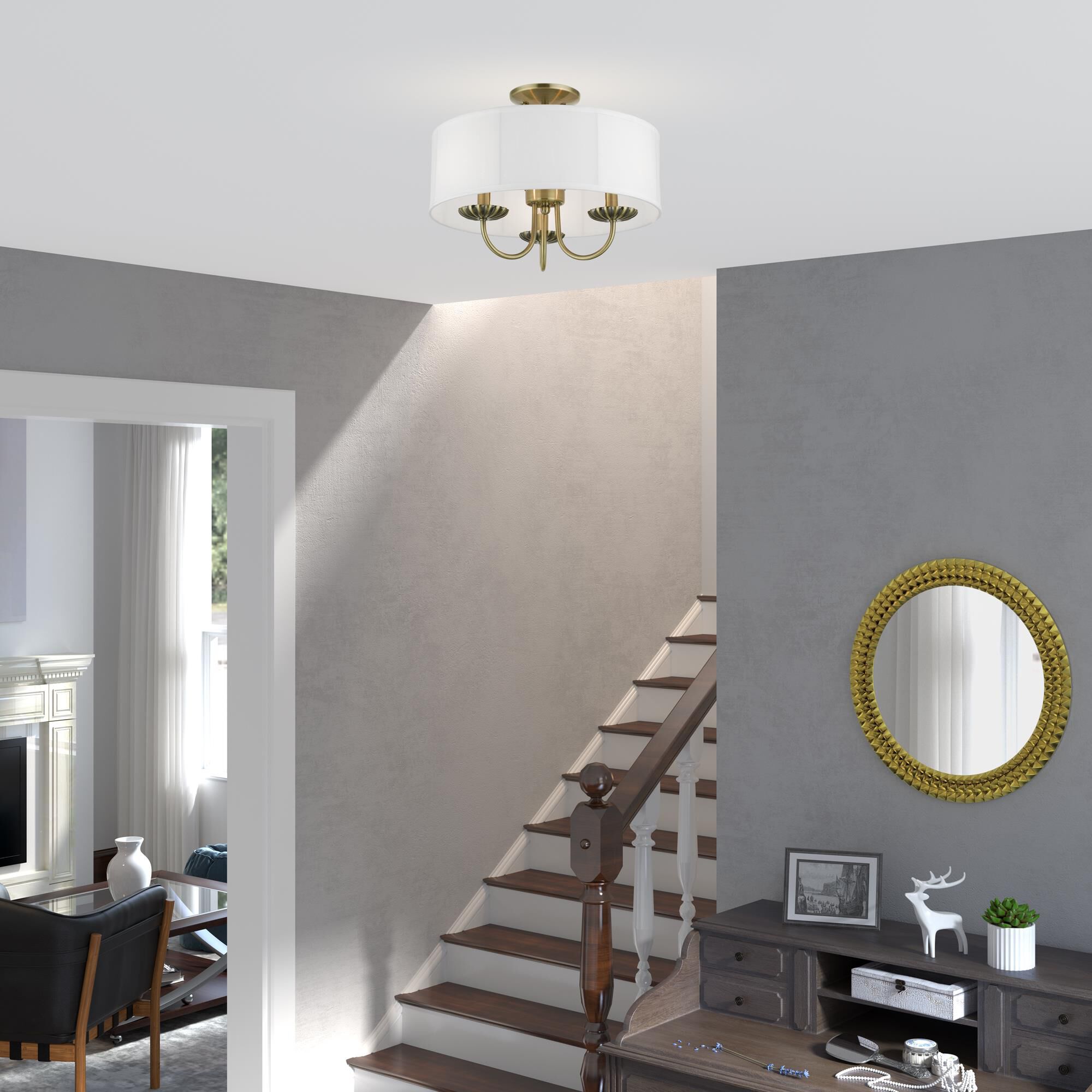 Brookdale 3 Light Semi Flush Mount by Livex Lighting