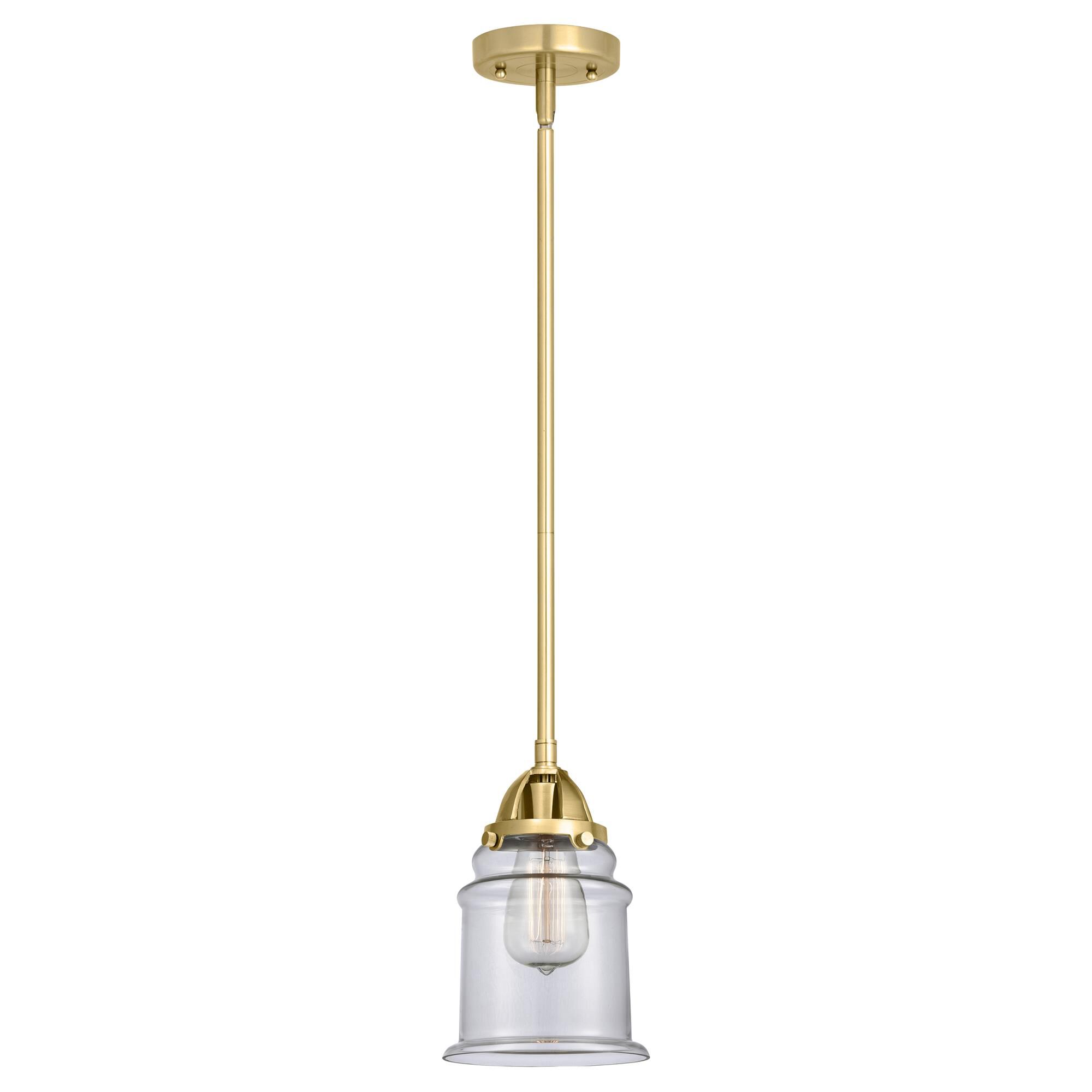 Shown in Satin Gold finish and Clear glass