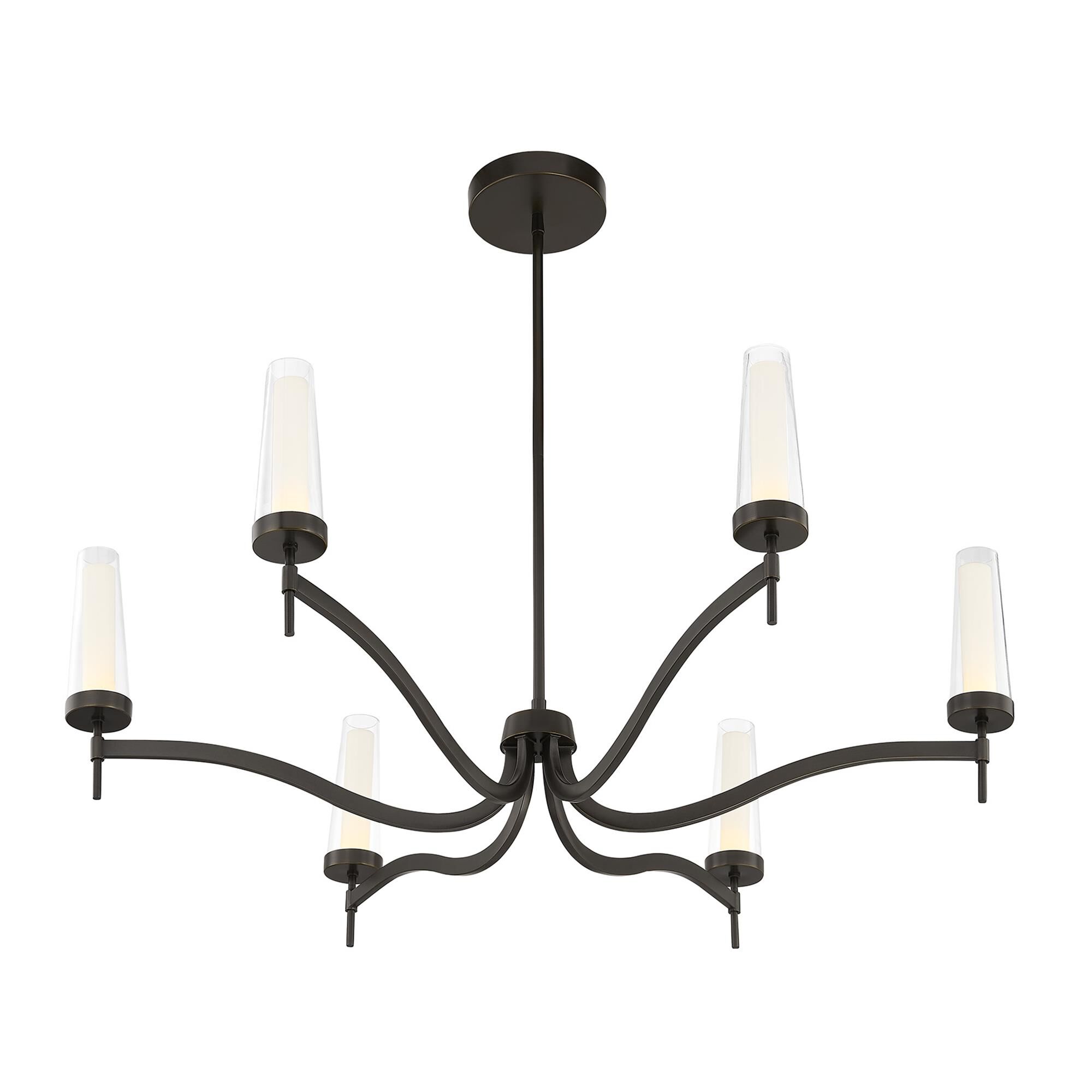 Shown in Mediterranean Bronze finish and Clear/Opal glass