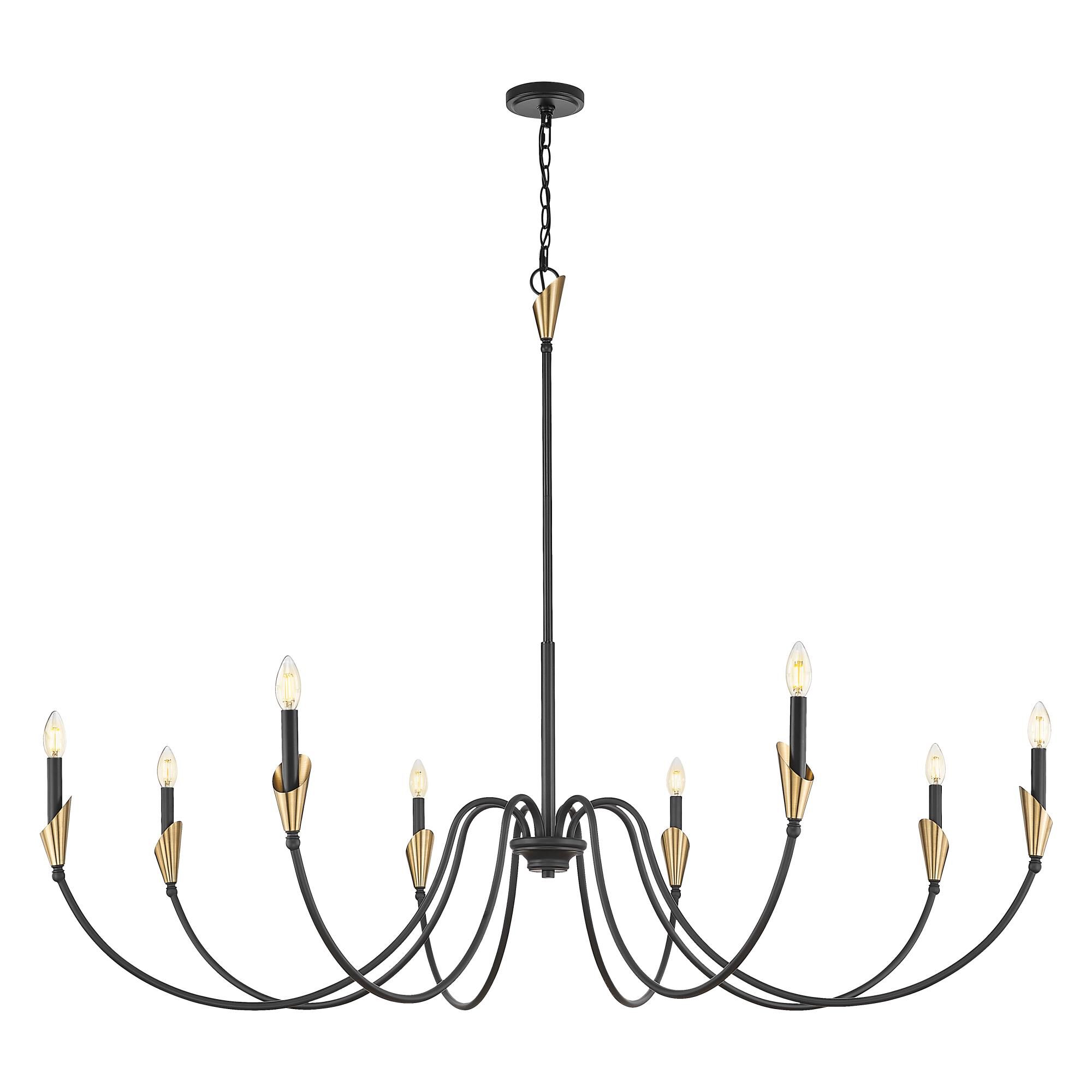 Shown in Matte Black And Modern Gold finish and White glass and White shade