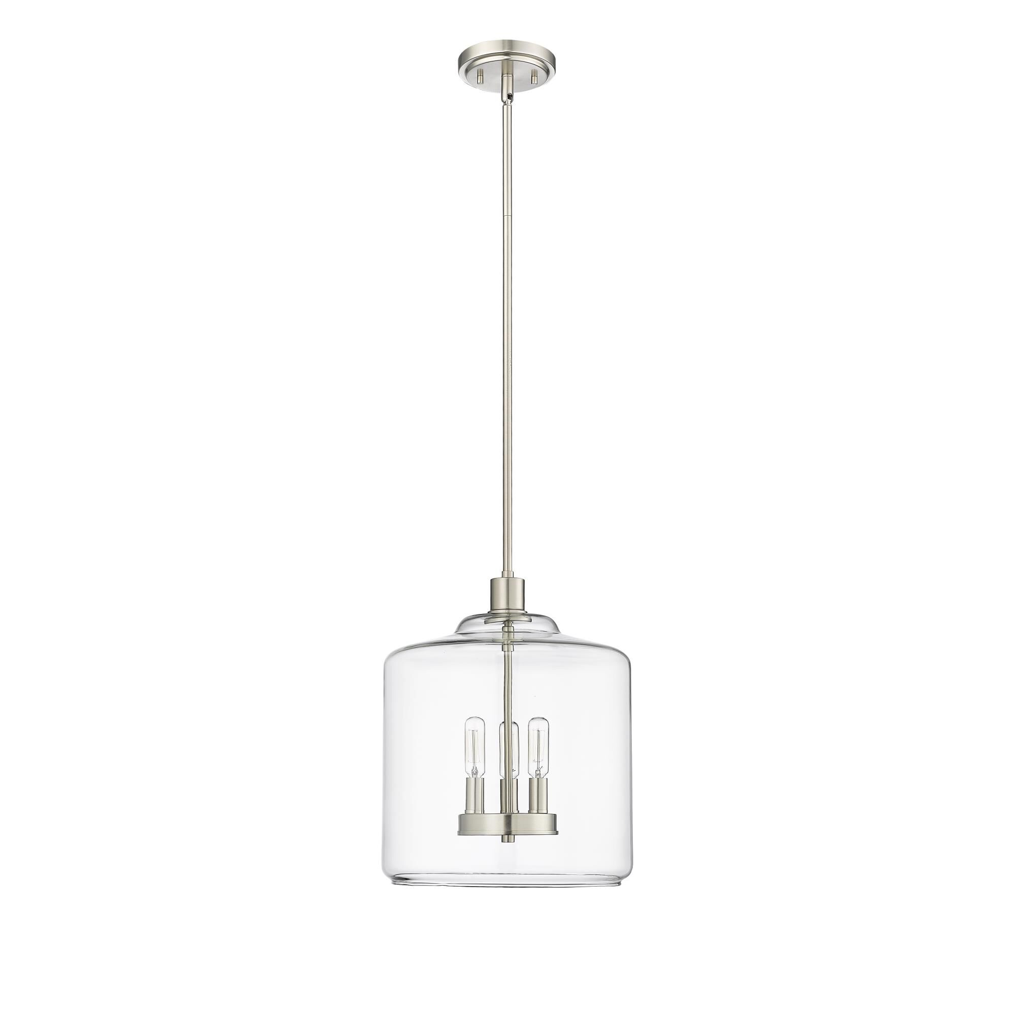 Shown in Brushed Nickel finish and Clear glass