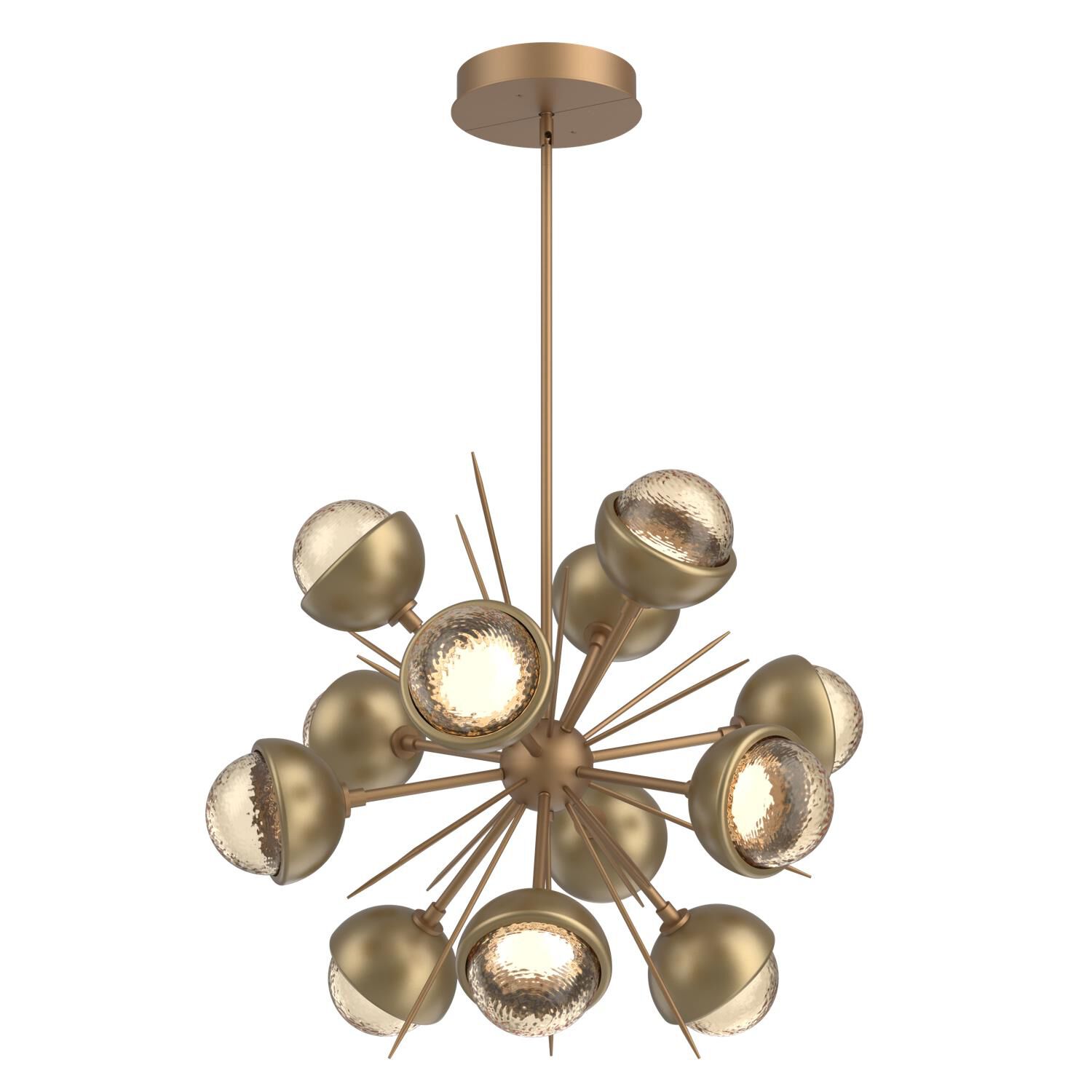 Shown in Novel Brass finish and Amber glass and Gilded Brass accent