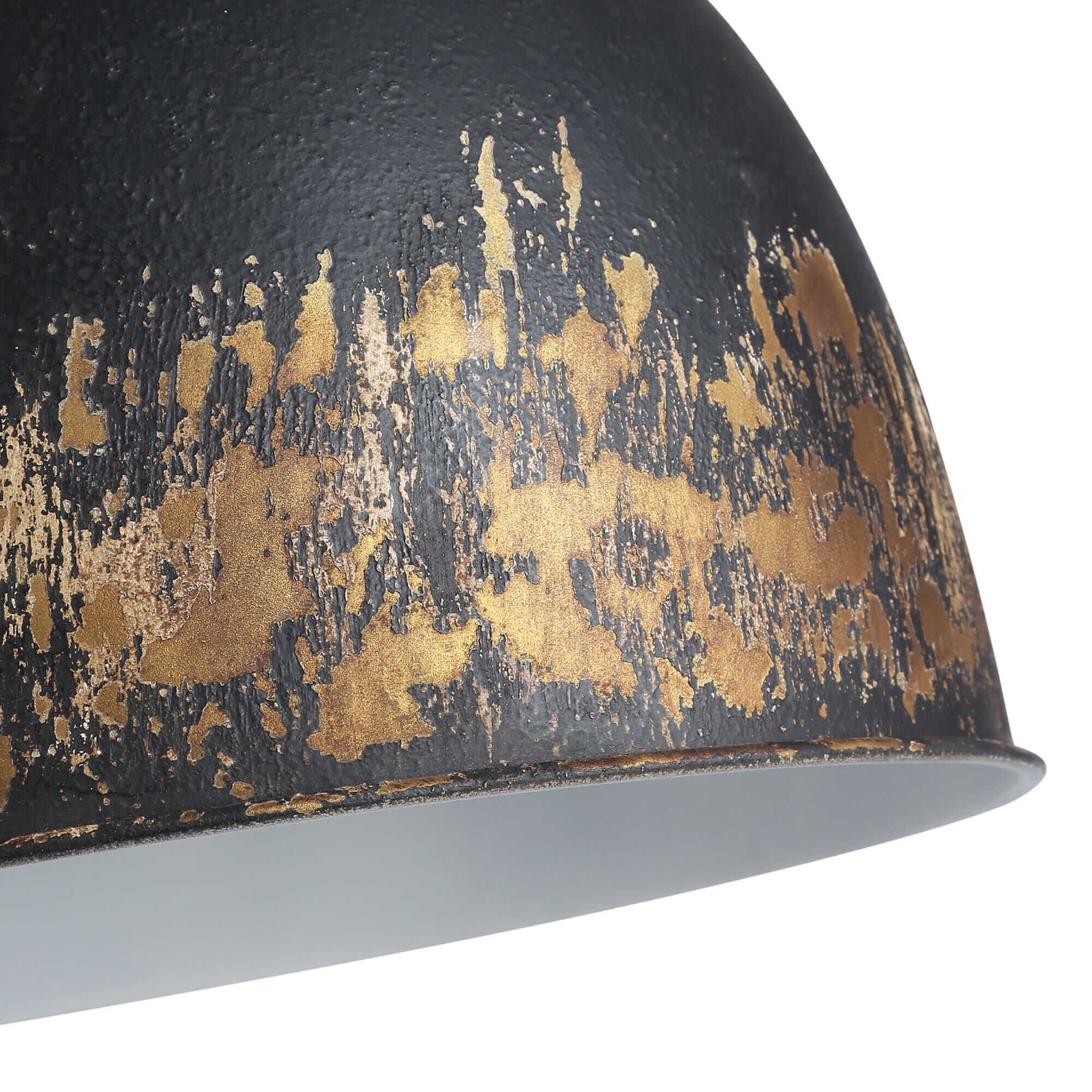 Shown in Vintage Gold finish and Weathered Black Iron shade