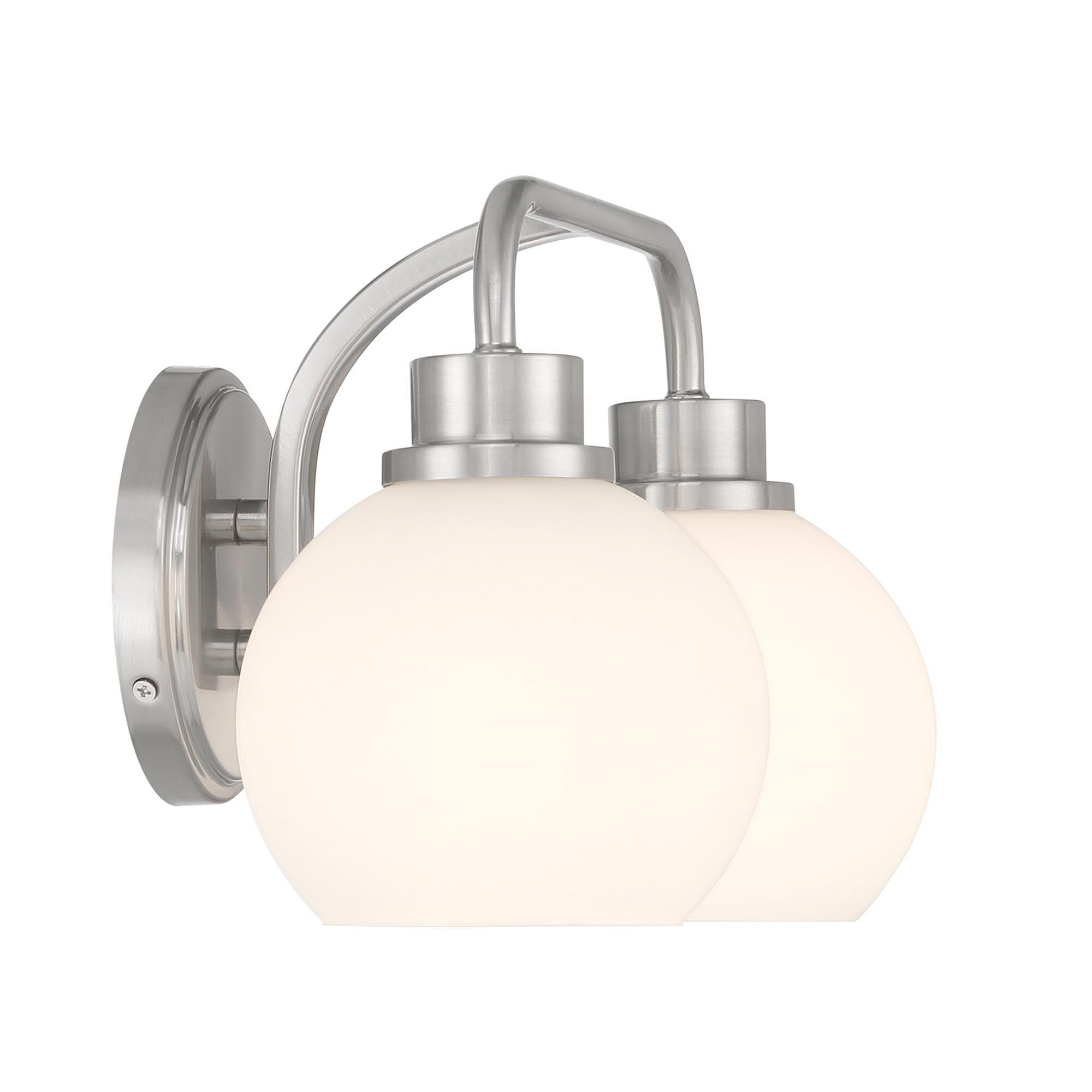 Shown in Brushed Nickel finish and White Opal glass