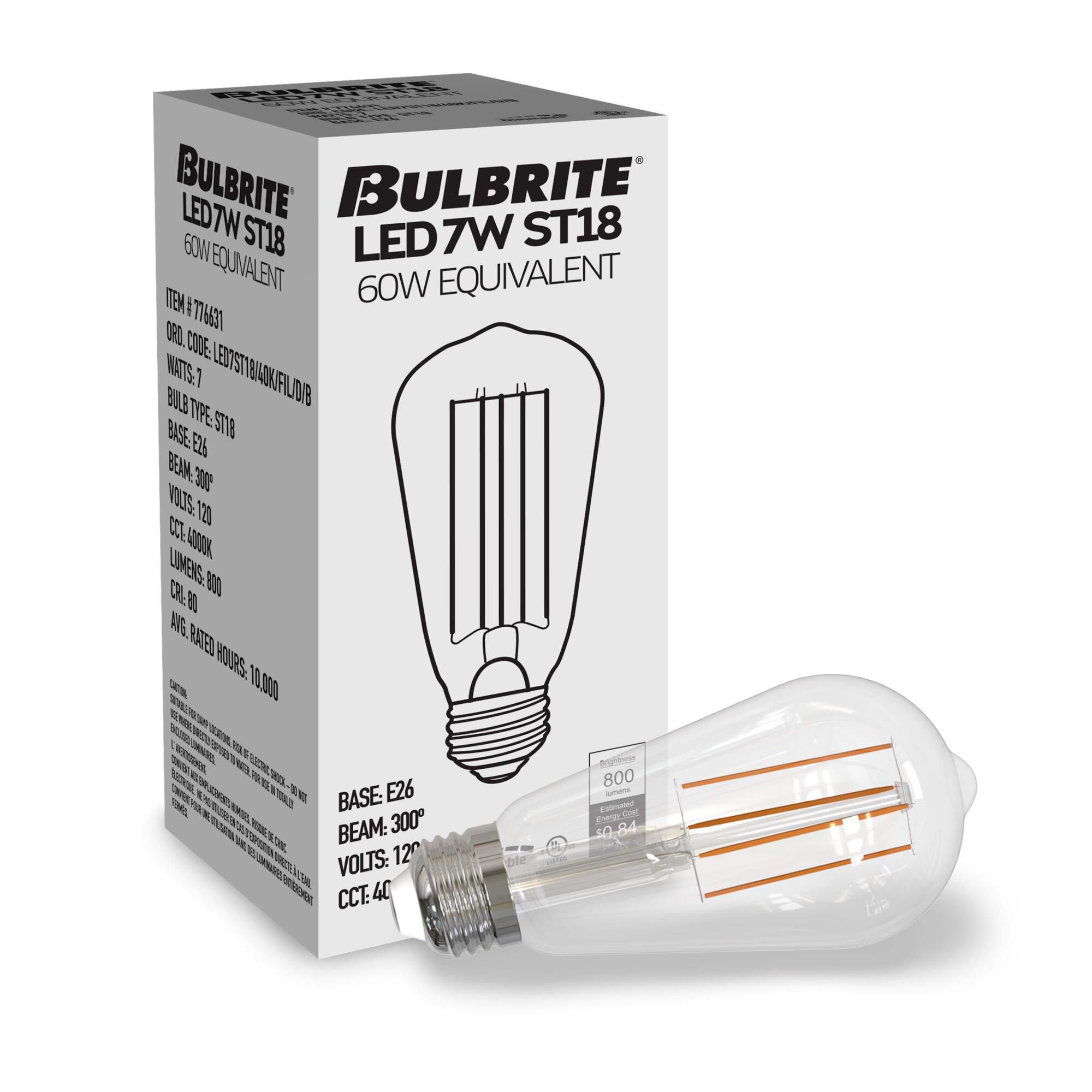Dimmable 7 Watt 4000K ST18 LED Light Bulb,