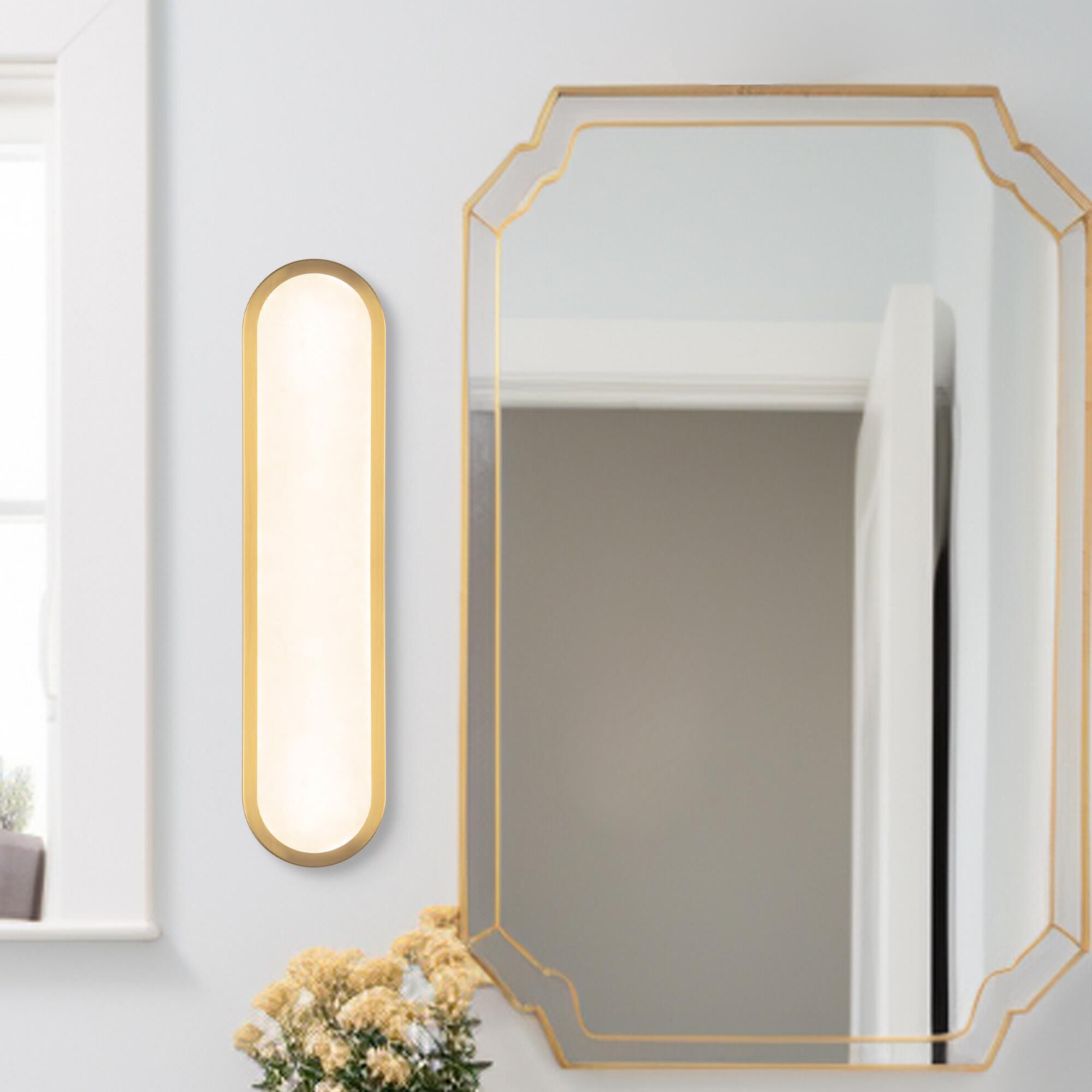Shown in Brushed Gold finish and Alabaster glass