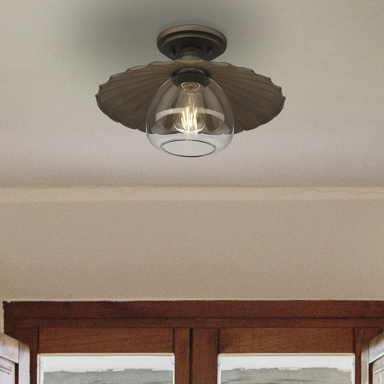 Shown in Dark Rust finish and Clear glass