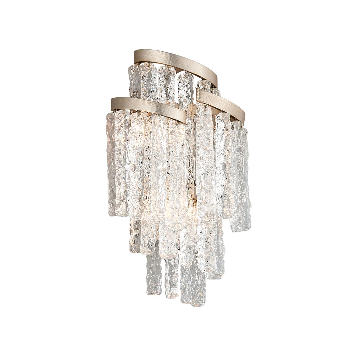 Shown in Modern Silver Leaf finish and Clear glass and Hand-crafted Venetian Glass shade