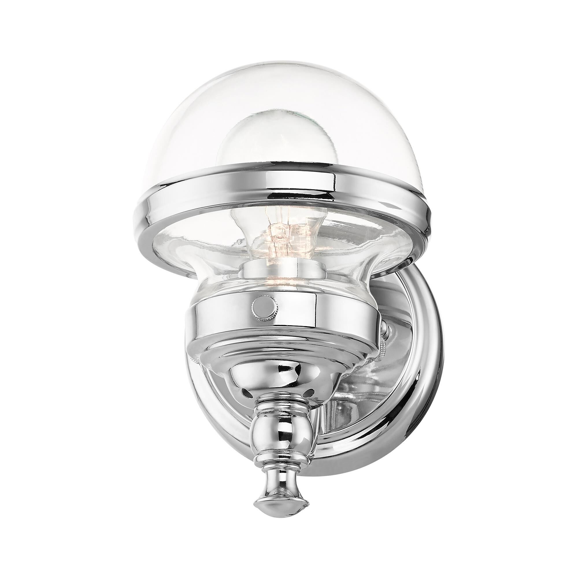 Shown in Polished Chrome finish and Hand Blown Clear glass and Hand Blown Clear Glass shade