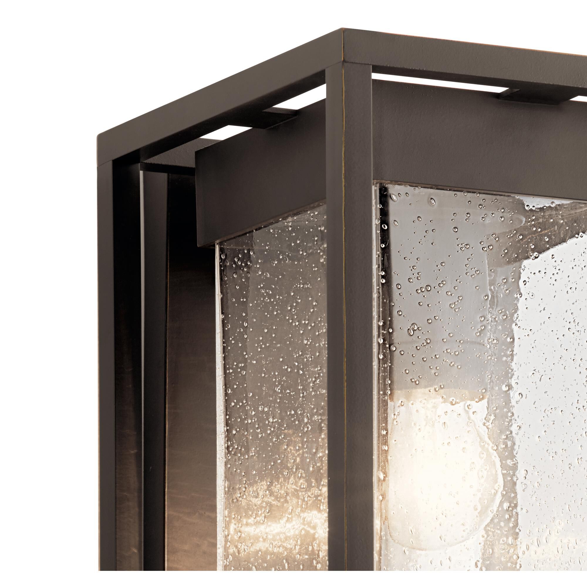 Shown in Olde Bronze finish and Clear Seeded glass