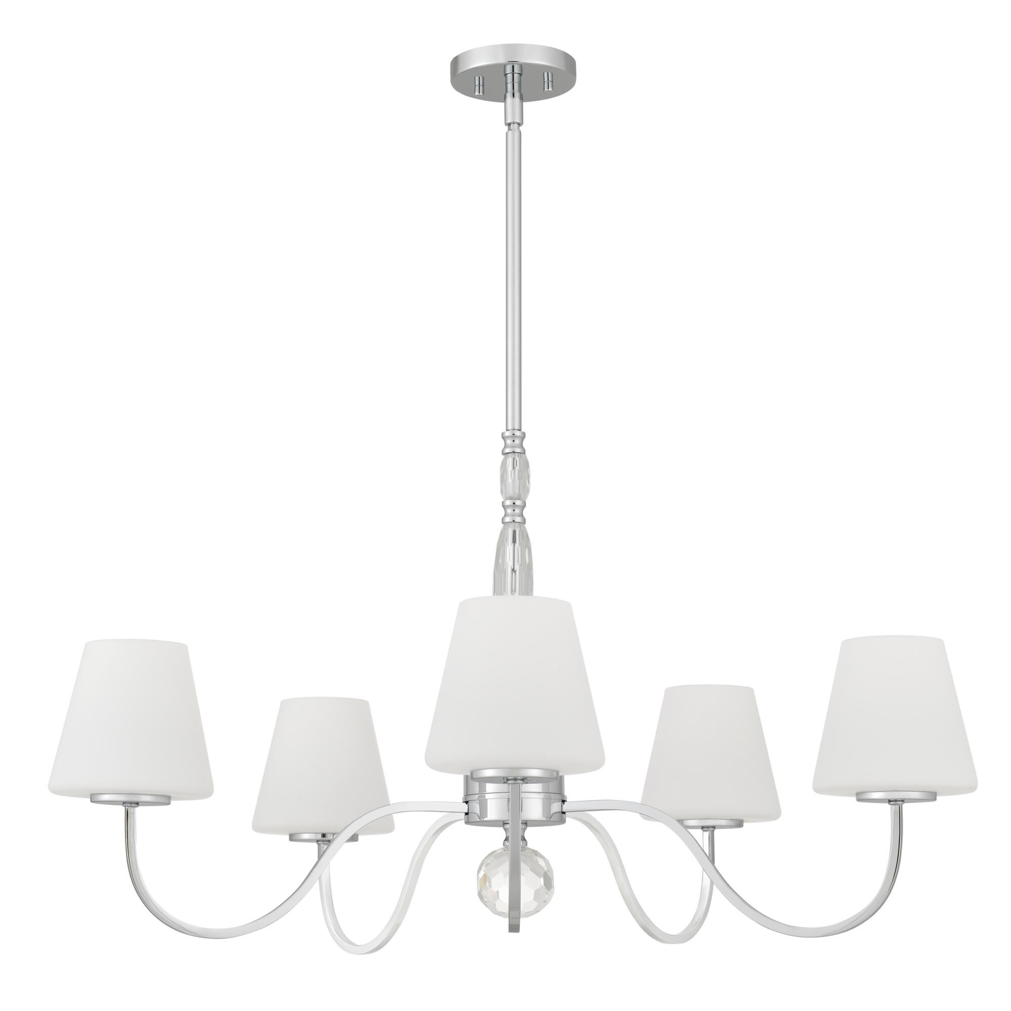 Shown in Polished Chrome finish and Opal Etched Glass shade