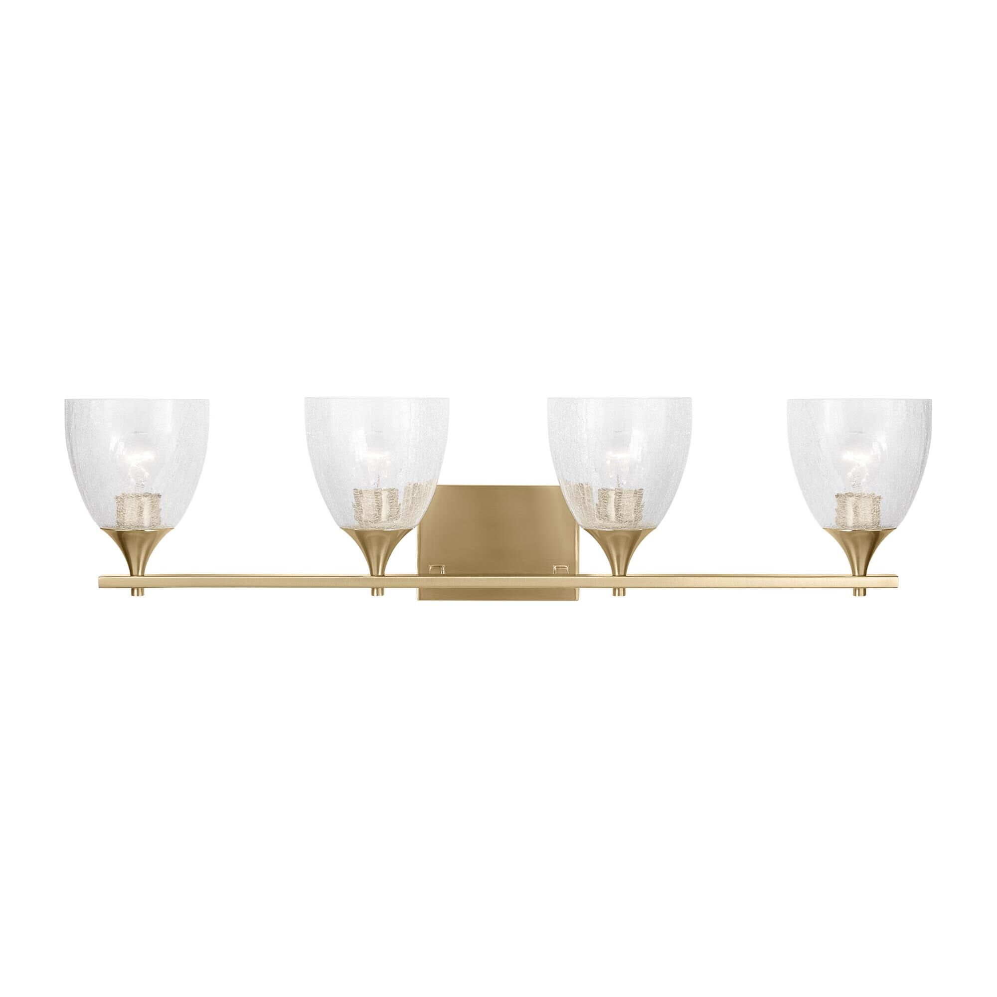 Shown in Satin Brass finish and Clear Crackle glass