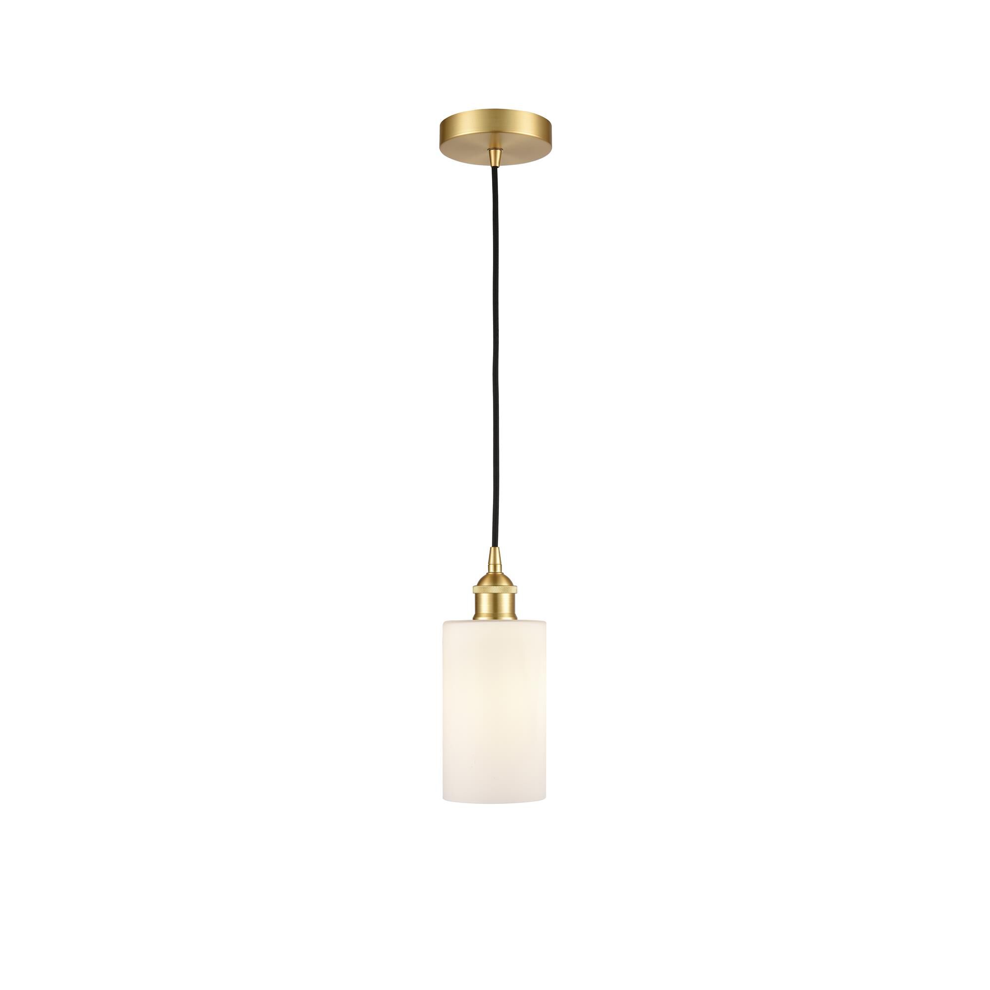 Shown in Satin Gold finish and Matte White glass