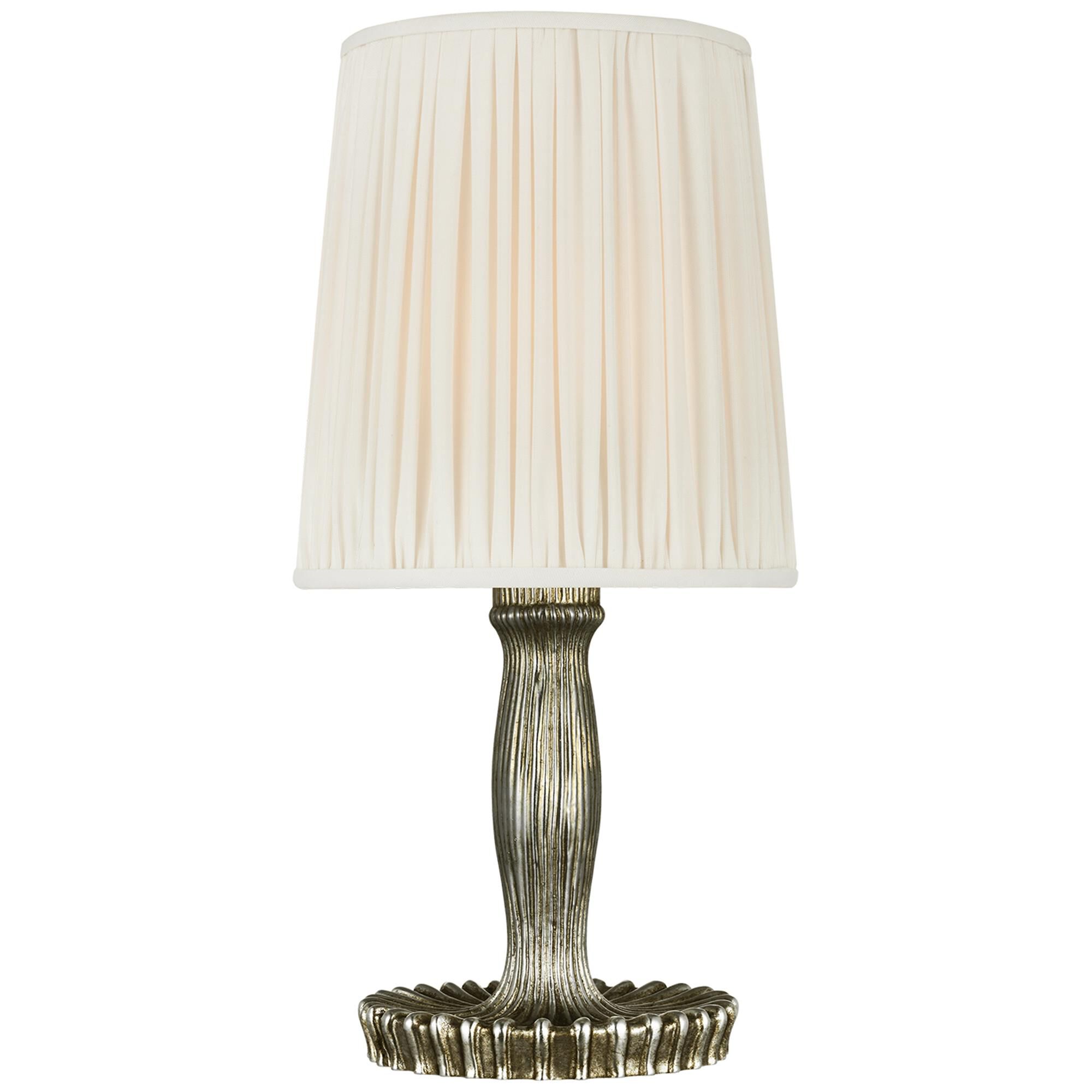Shown in Silver Lustre finish and Silk Pleated shade