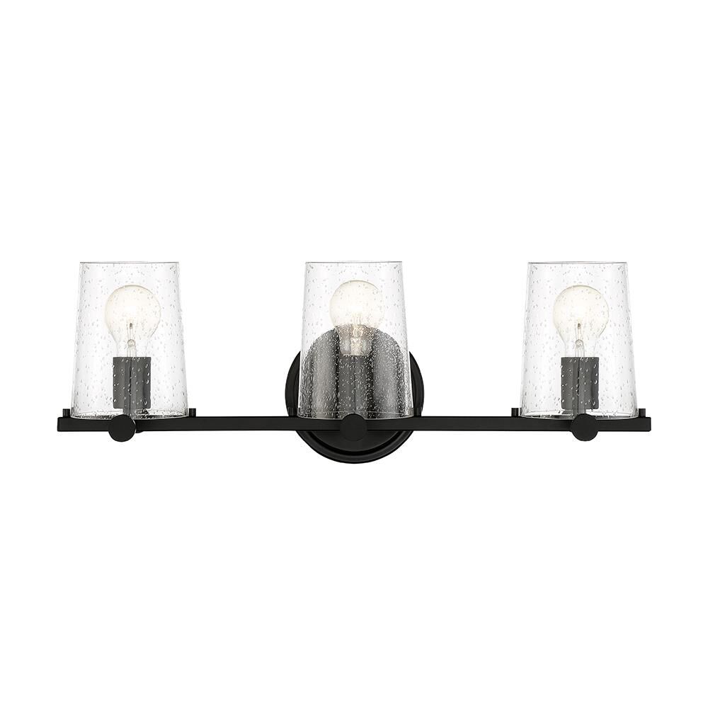 Shown in Matte Black finish and Clear Seedy glass and Clear Seedy Glass shade