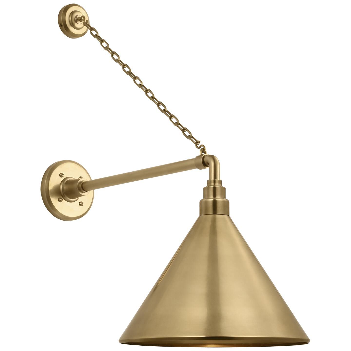 Shown in Hand-Rubbed Antique Brass finish and Gold shade