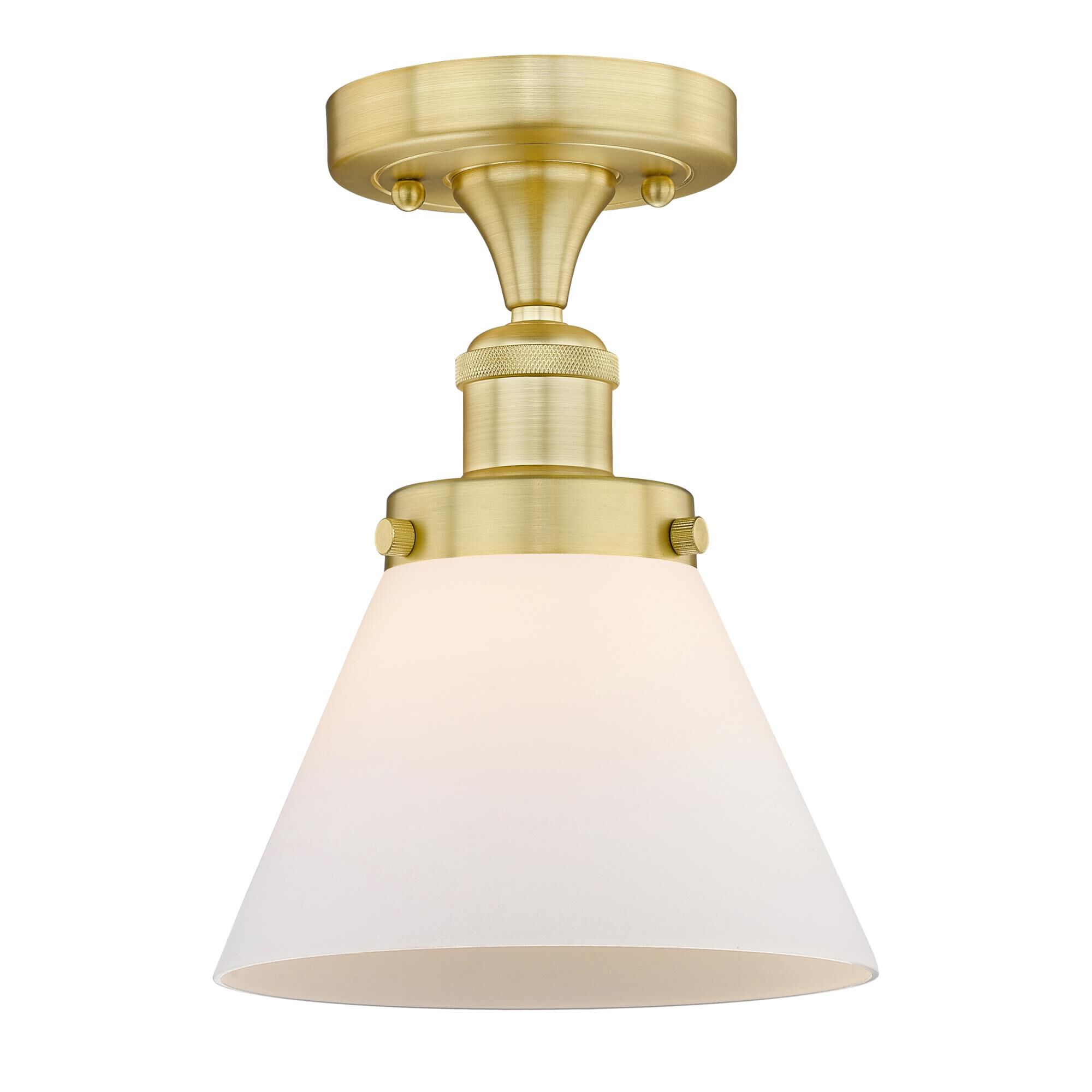 Shown in Satin Gold finish and Matte White glass